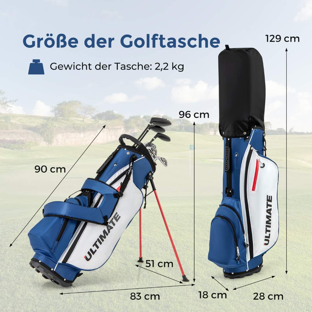 Komplet golfkøllesæt til venstrehåndede mænd – Let og bærbar