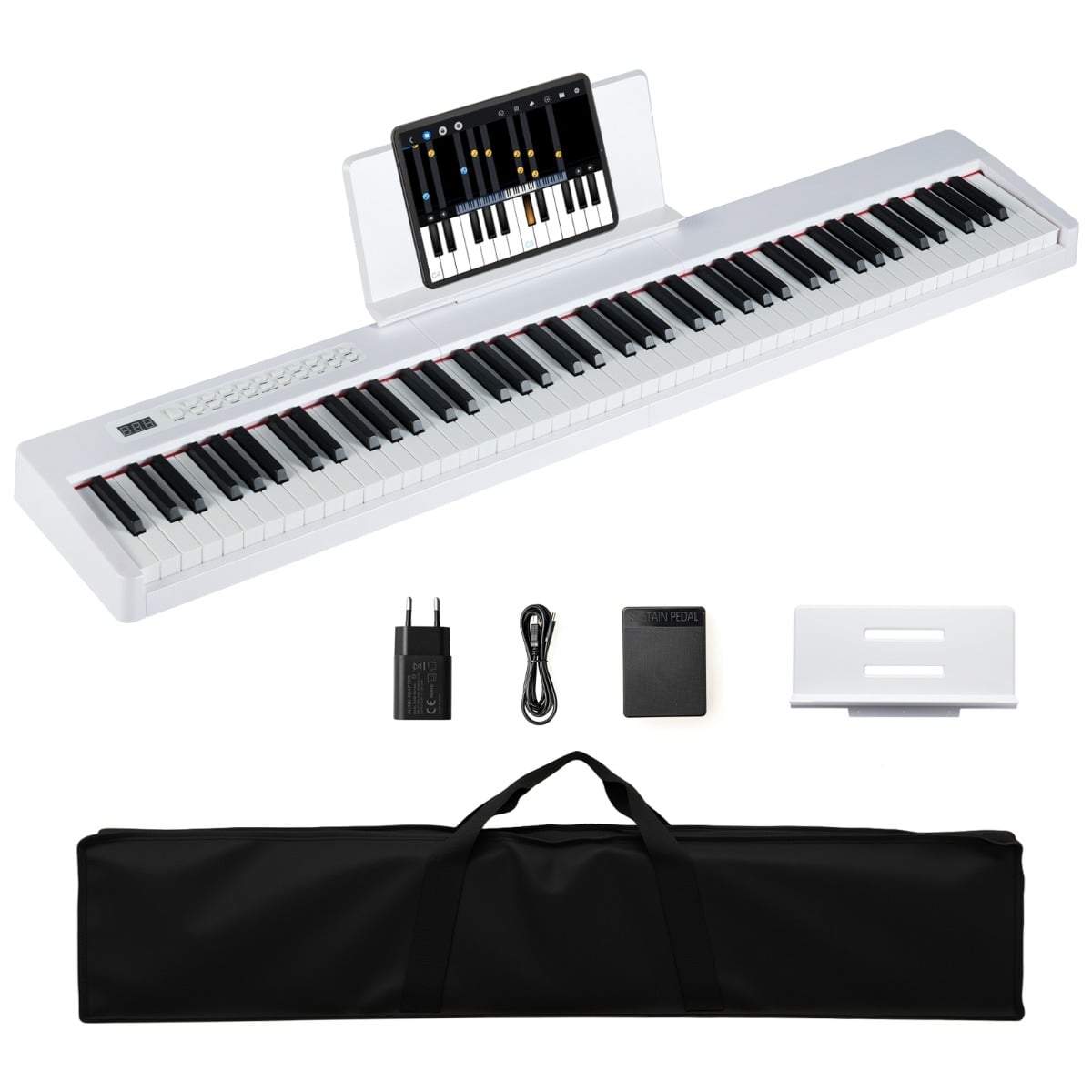 88-tangenters digitalpiano – fullstort, bärbart, vitt klaviatur | Hem & Hobby | Pryloteket