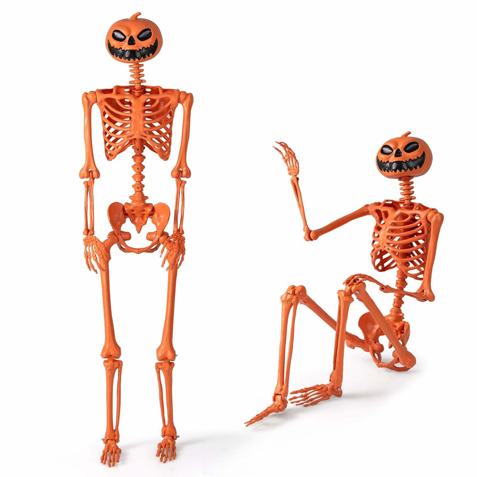 Halloweenskelett i naturlig storlek med pumpahuvud, poserbart | Hem & Hobby | Pryloteket