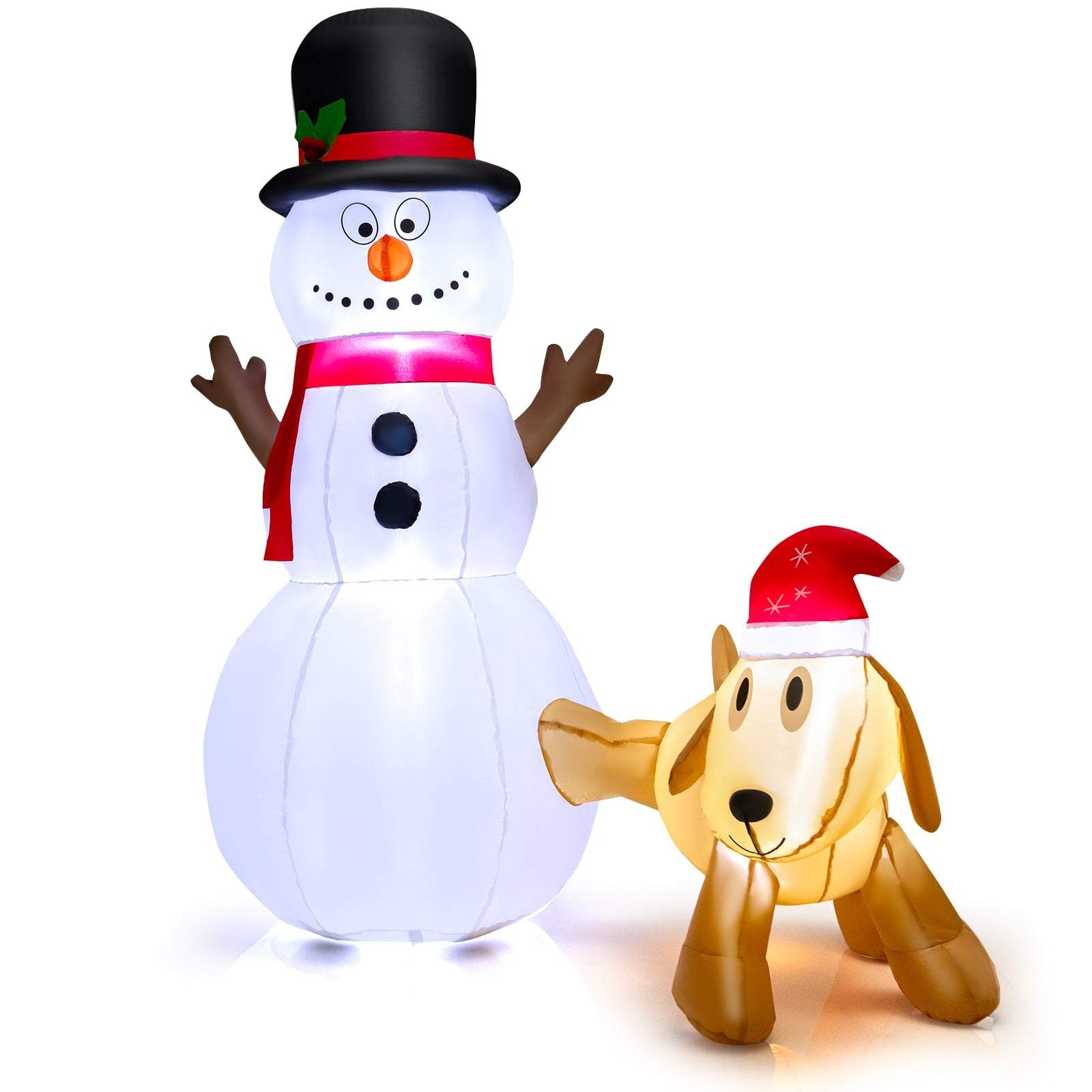 Uppblåsbar julsnögubbe med hund, 180 cm, LED-ljus | Hem & Hobby | Pryloteket