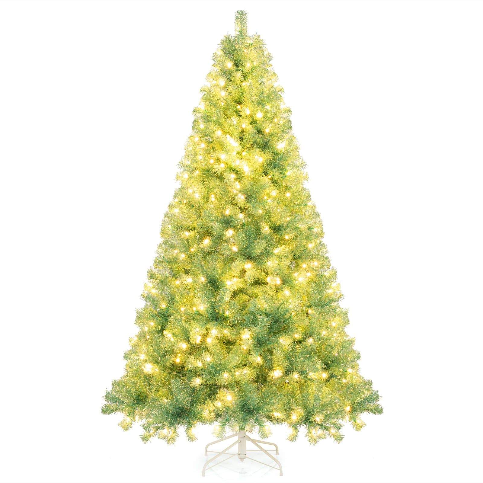 225 cm kunstigt juletræ med LED-lys, præbelyst
