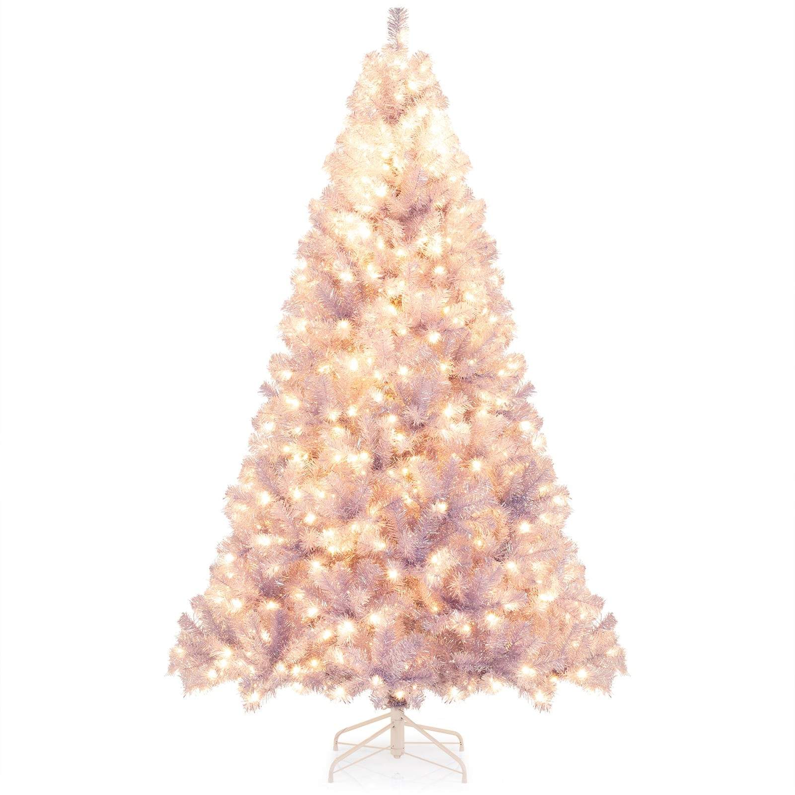 225 cm præoplyst lilla juletræ med LED-lys