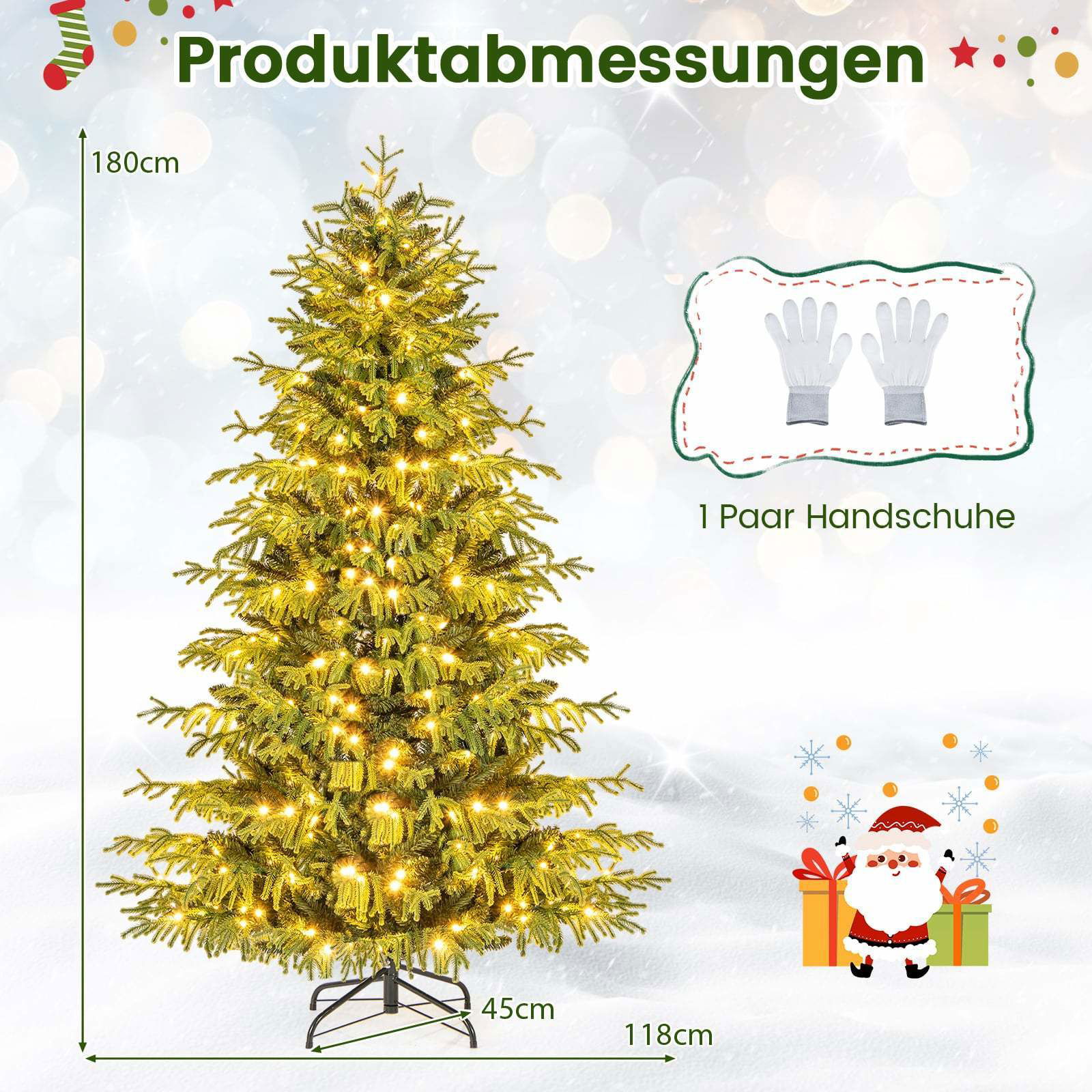180 cm konstgjord julgran med LED-ljus | Hem & Hobby | Pryloteket