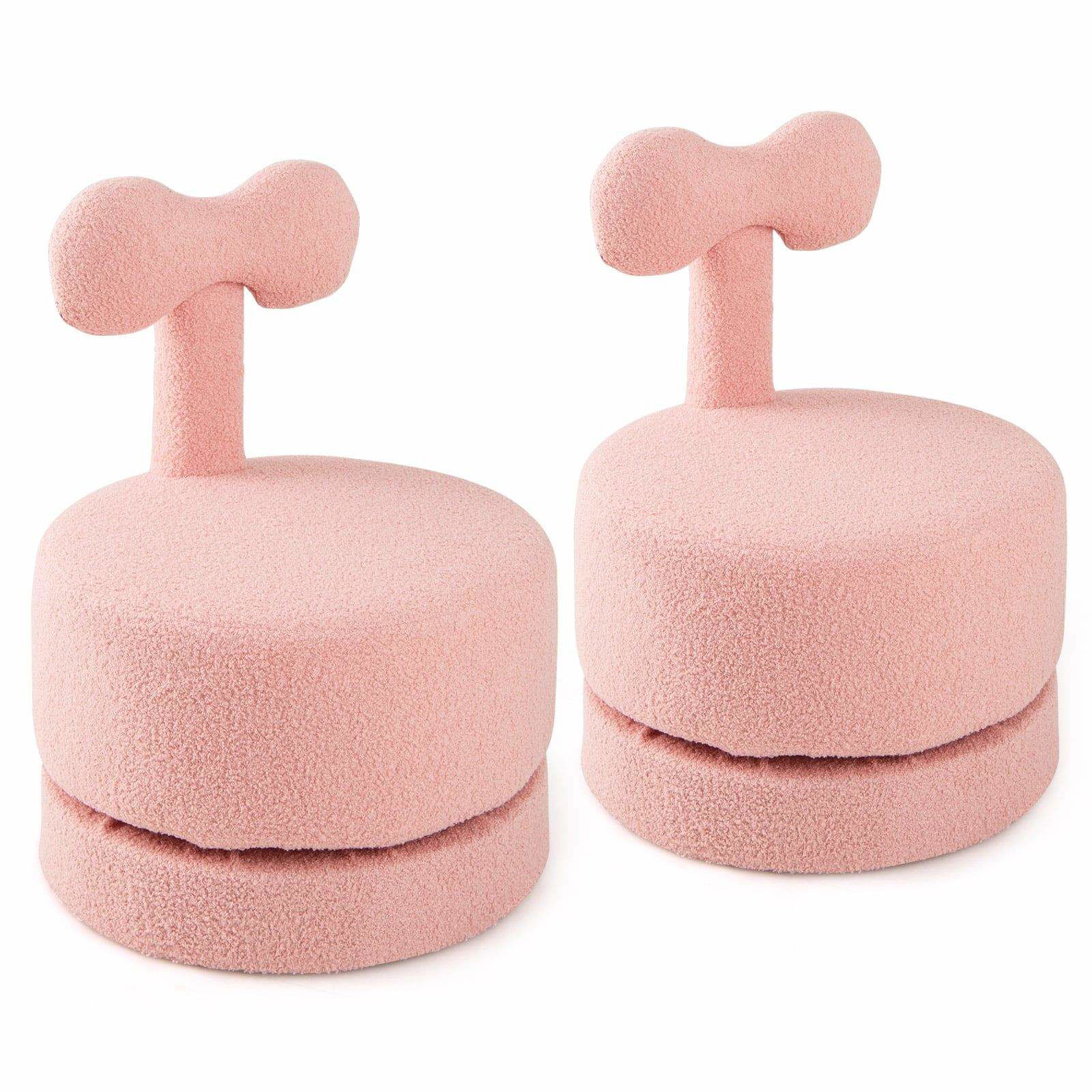 Pink børne drejestolesæt – behageligt skum og sløjfe-ryglæn