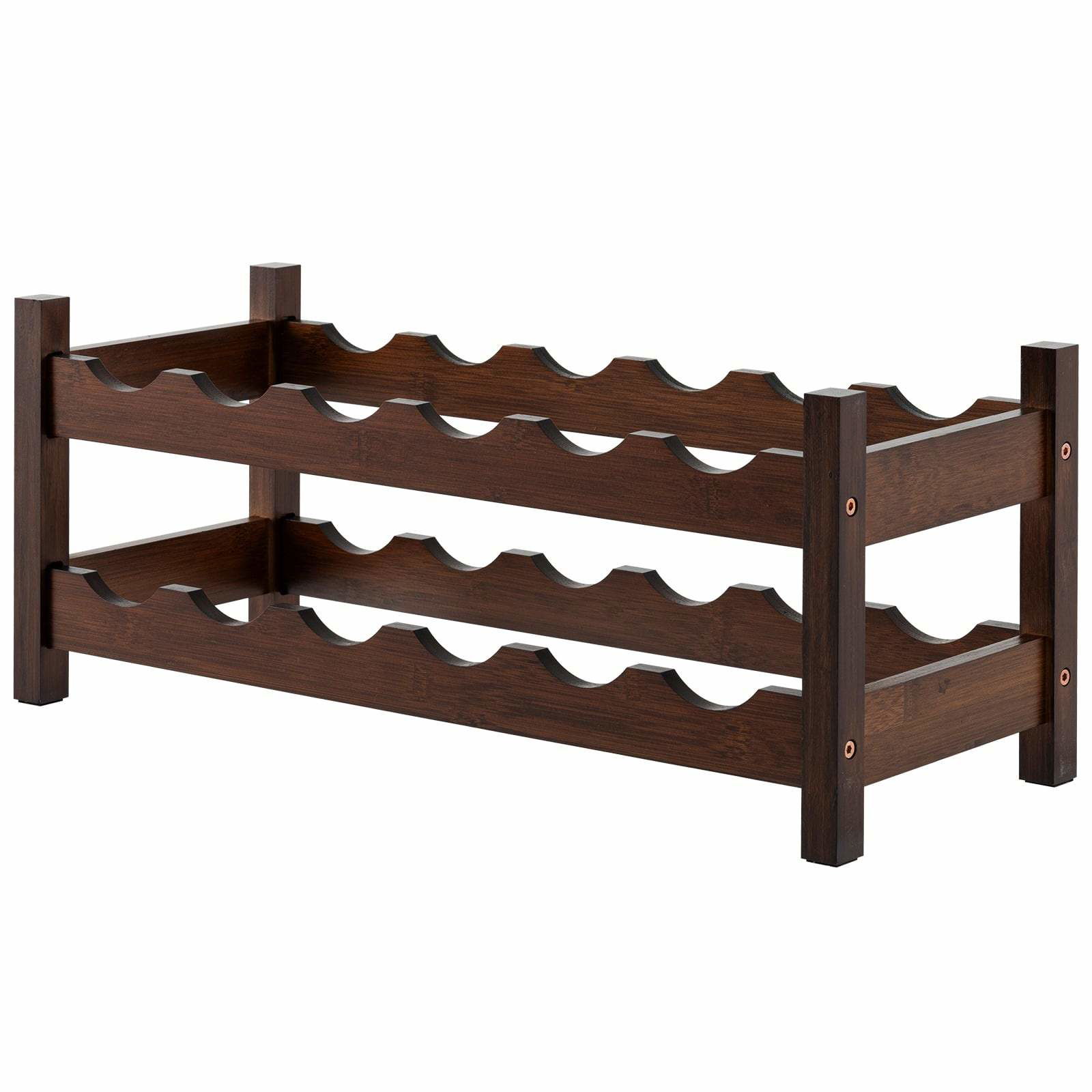 Bambus vinreol – 12 flasker, 2-etagers, pladsbesparende design