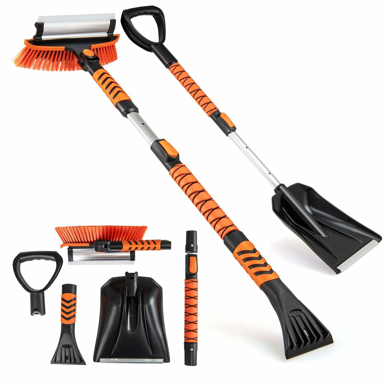 4-i-1 snebørste og isskraber til bilen med roterende hoved