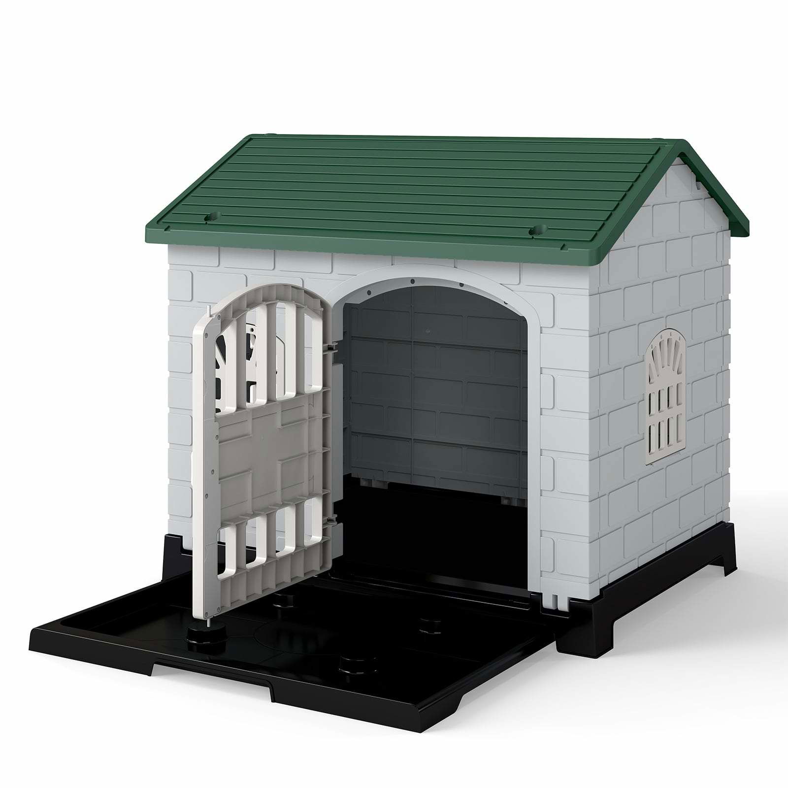 Udendørs kæledyrshus med dør og vinduer – Holdbart PP-materiale