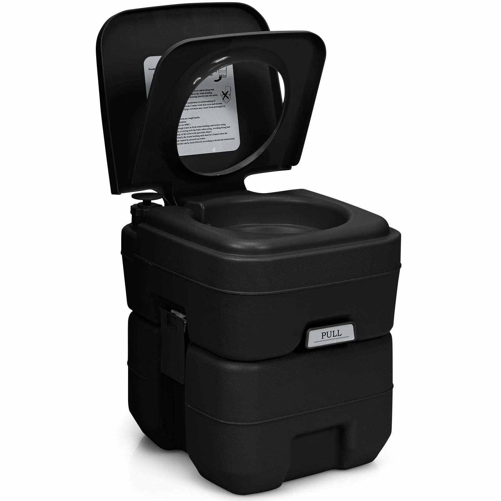 Bærbart campingtoilet med 20L aftagelig tank – sort