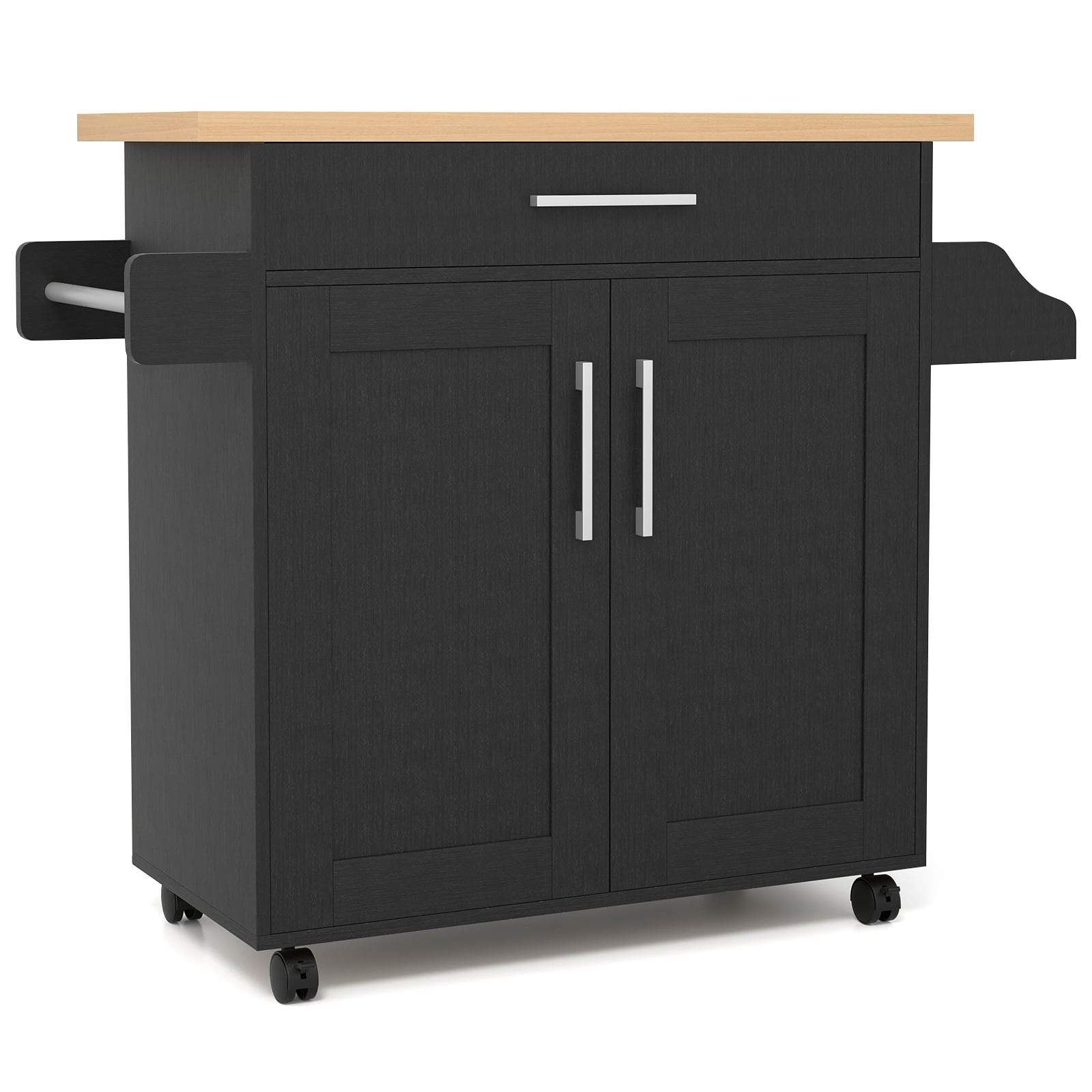 Köksvagn med justerbar hylla och låda – Naturfärgad/svart | Hem & Hobby | Pryloteket