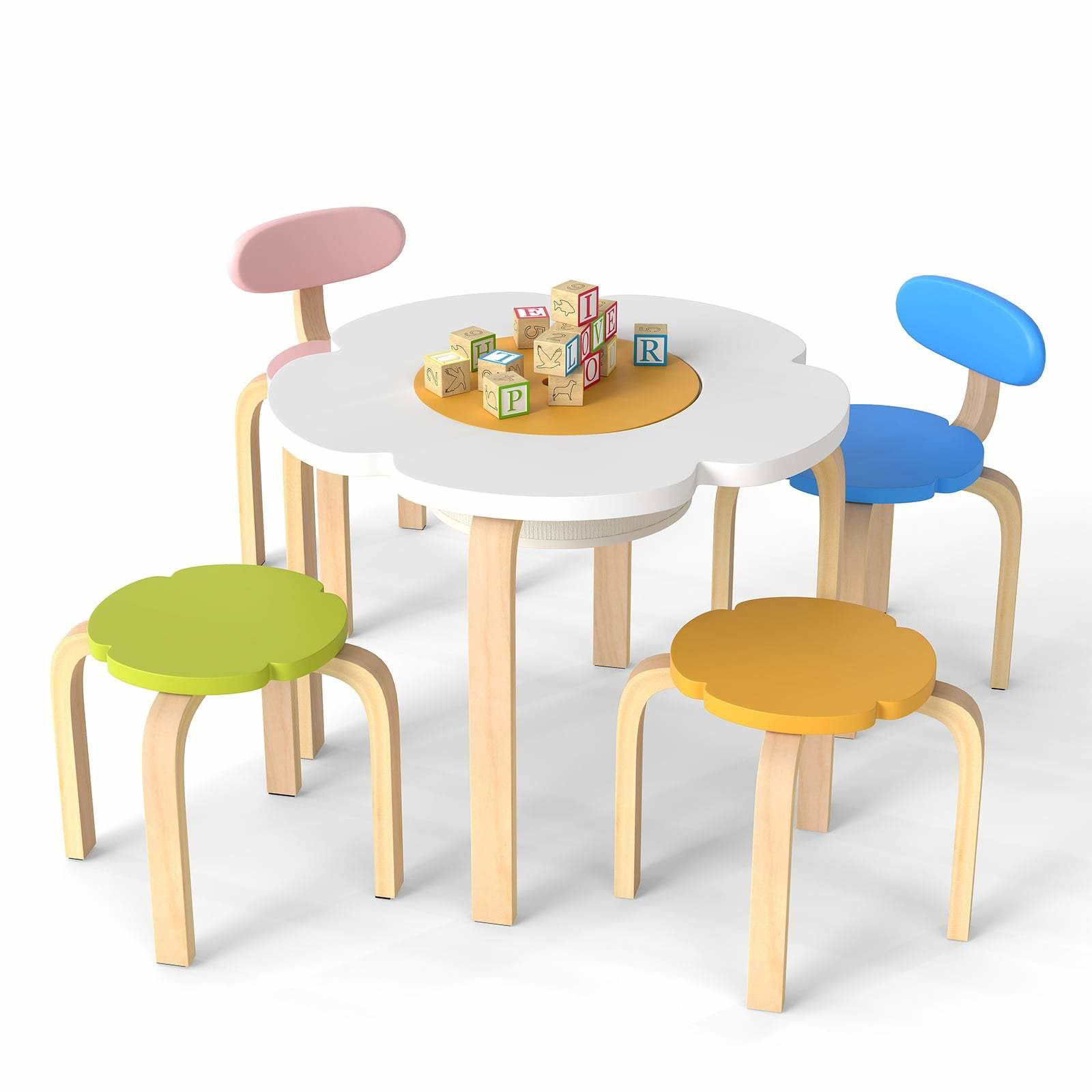 Blomformat barnbord med förvaring – 5 delar | Hem & Hobby | Pryloteket