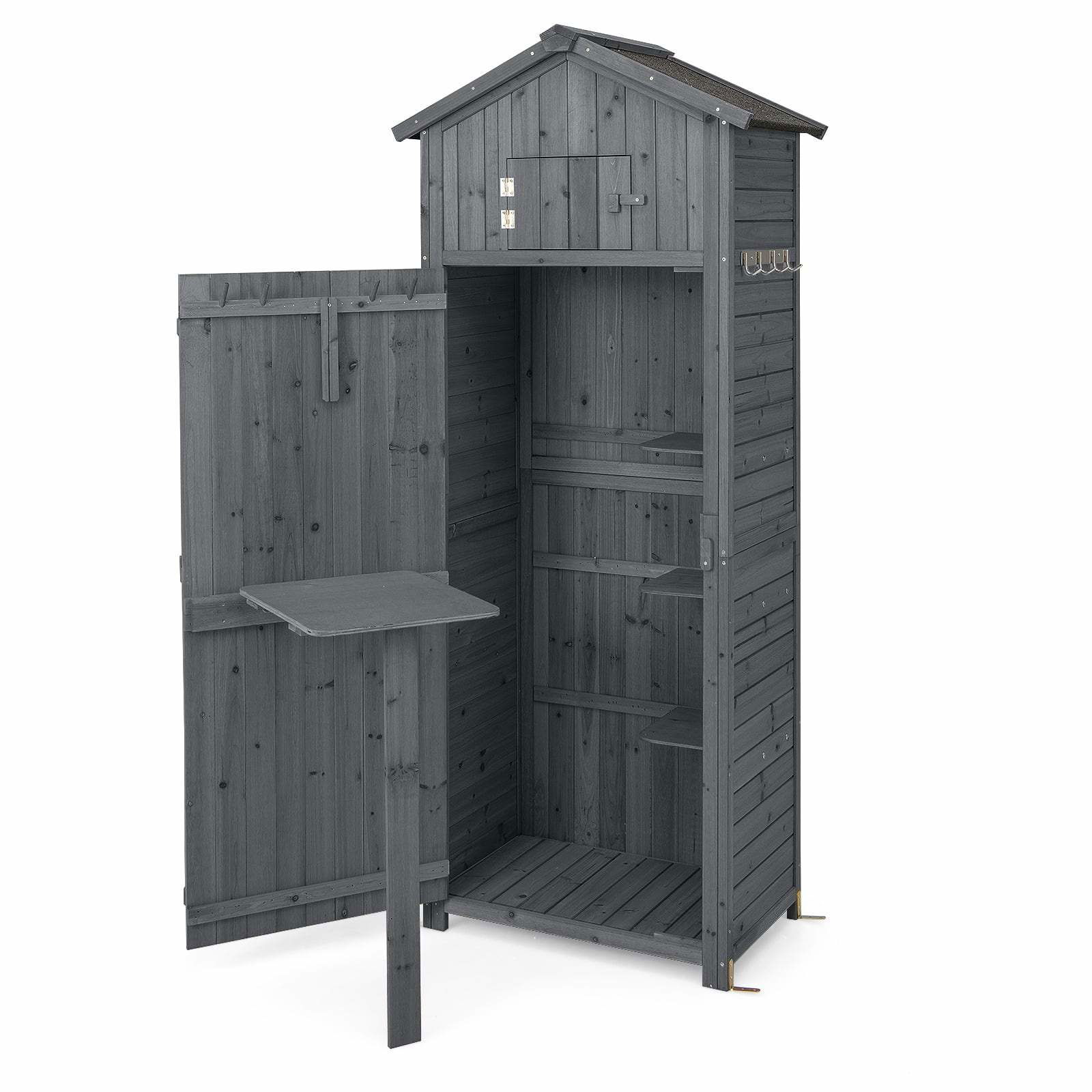 Udendørs træskur – aflåseligt, foldbart bord, vejrbestandigt