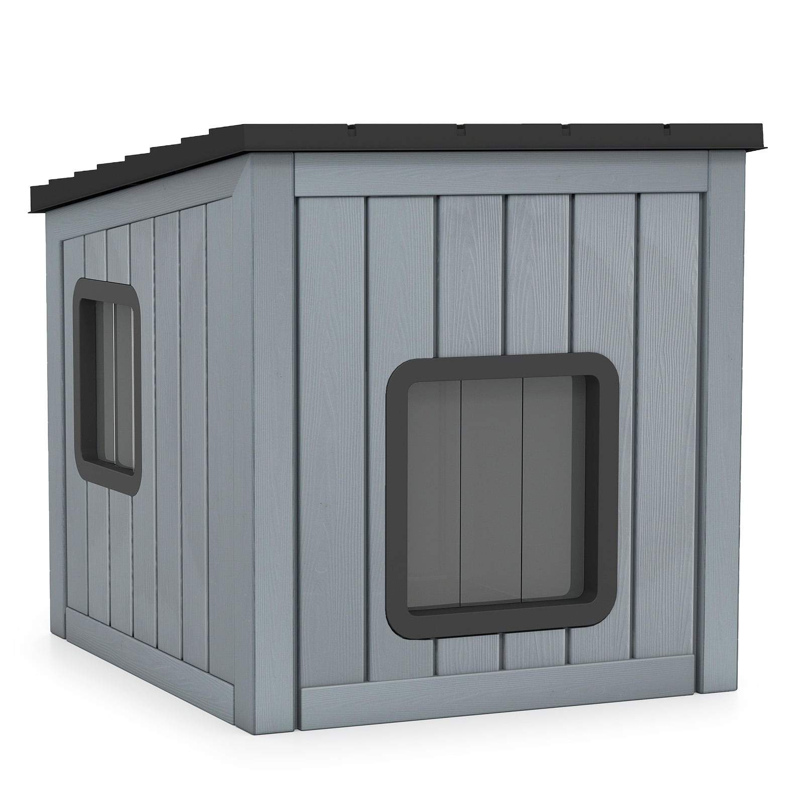Väderbeständigt katthus i plast – Dubbla PVC-dörrar, sluttande tak | Hem & Hobby | Pryloteket