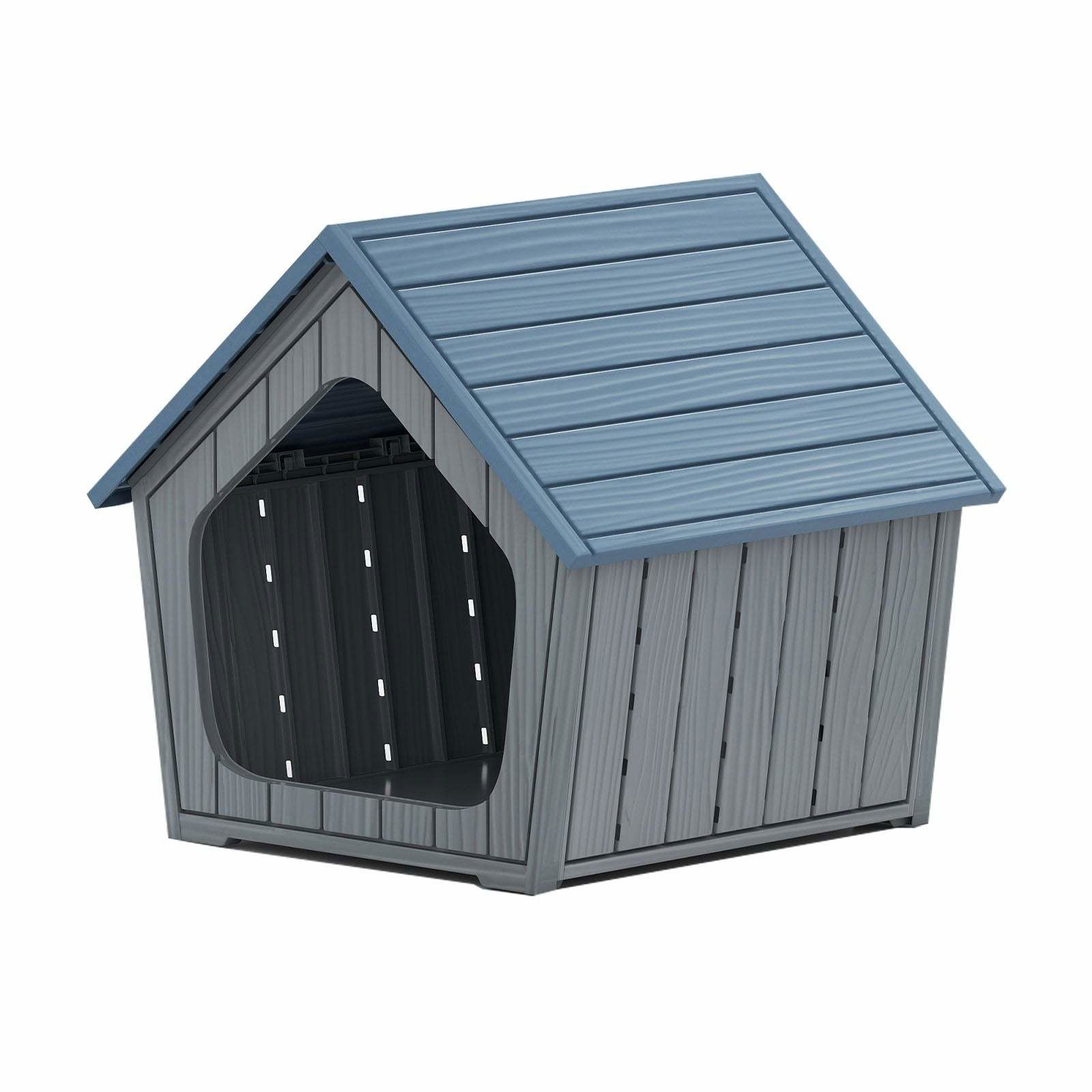 Vejrbestandigt kattehus i plastik med ventilation og skrånende tag