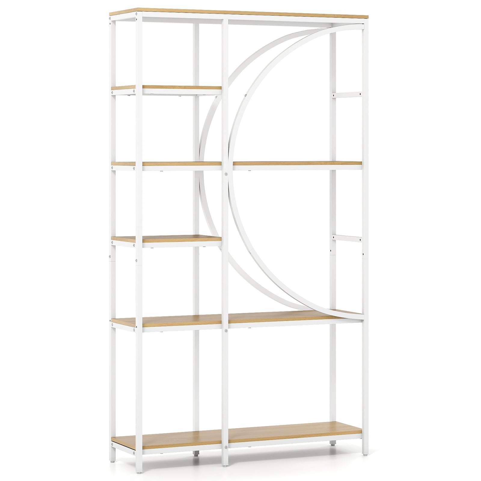 Industriell bokhylla med 6 våningar – halvmånedesign, metallram | Hem & Hobby | Pryloteket