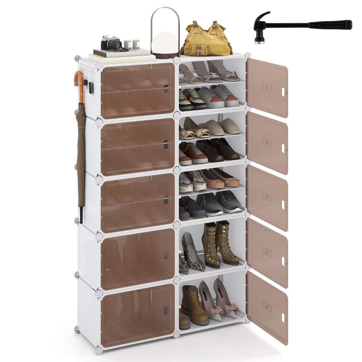 Skohylde – 10-lags, plads til 40 par, justerbare hylder