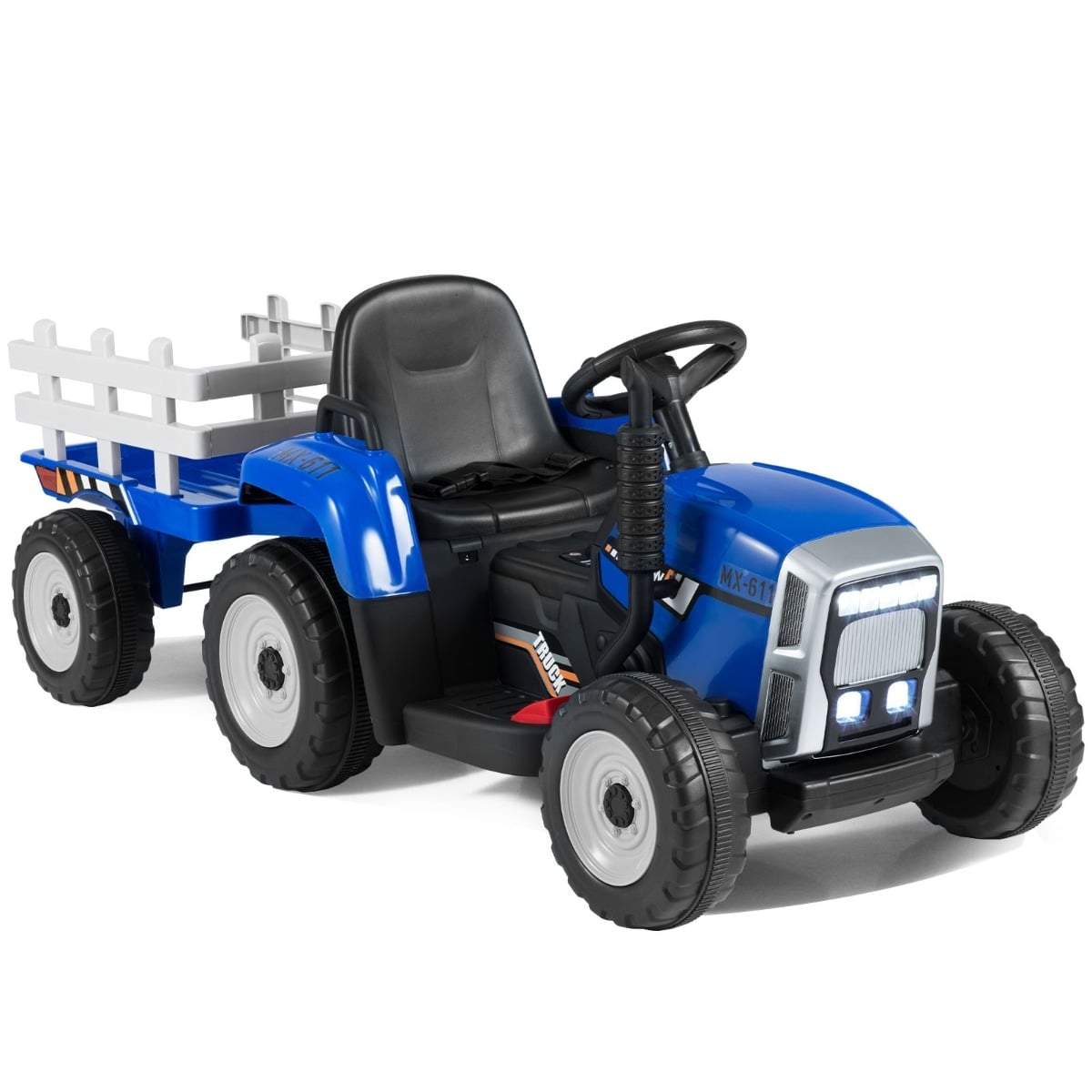 12V børnetraktor med aftagelig trailer og fjernbetjening