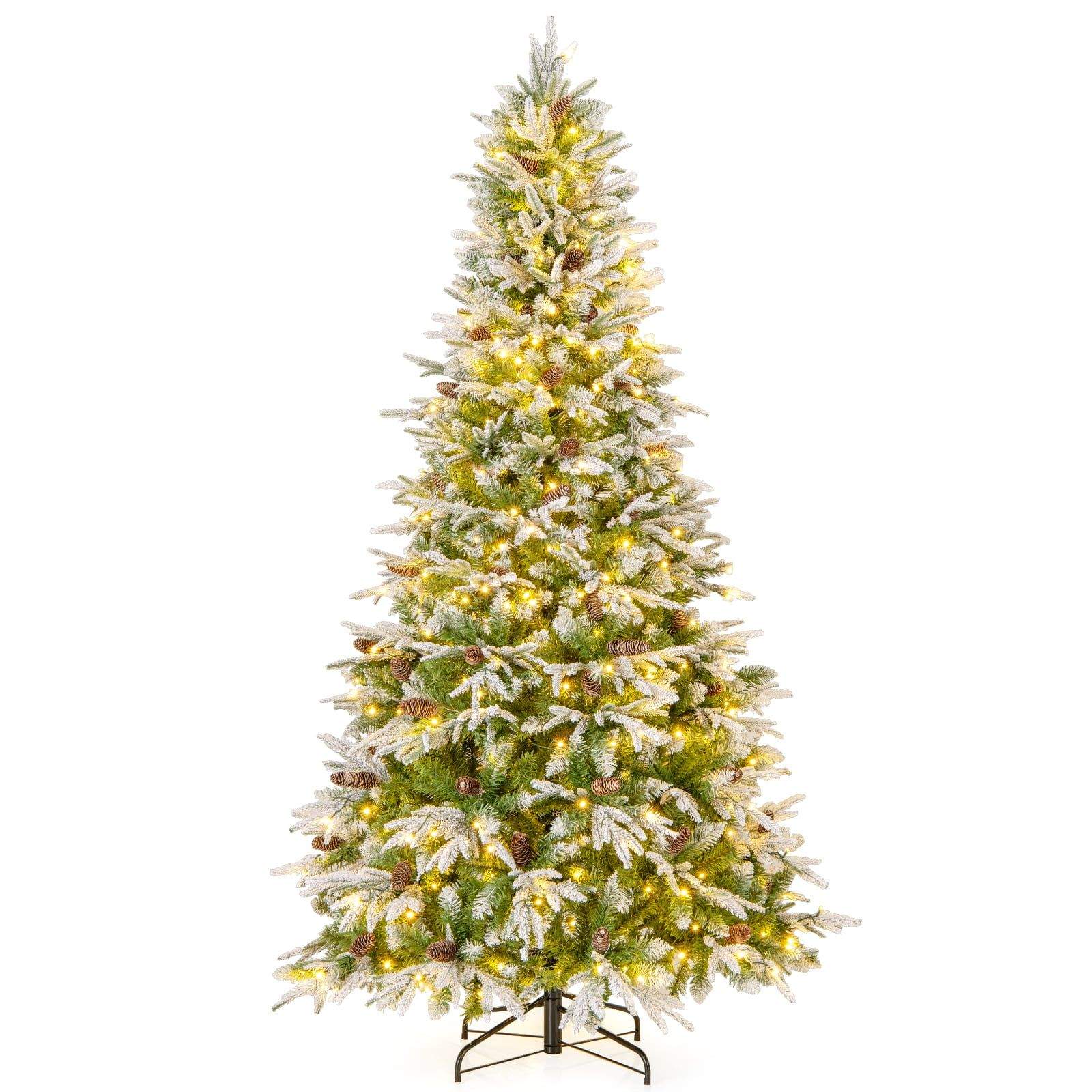 225 cm förbelyst snöig julgran med gångjärnsförsedda grenar | Hem & Hobby | Pryloteket