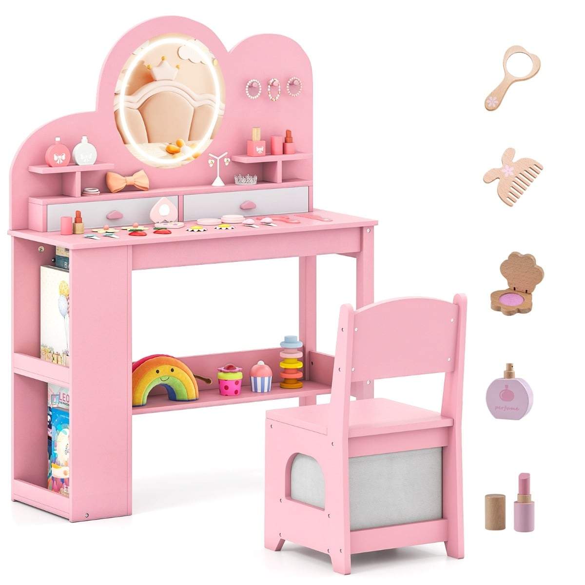 Barnbordsset med lampor – Rosa, förvaring och säkerhet | Hem & Hobby | Pryloteket