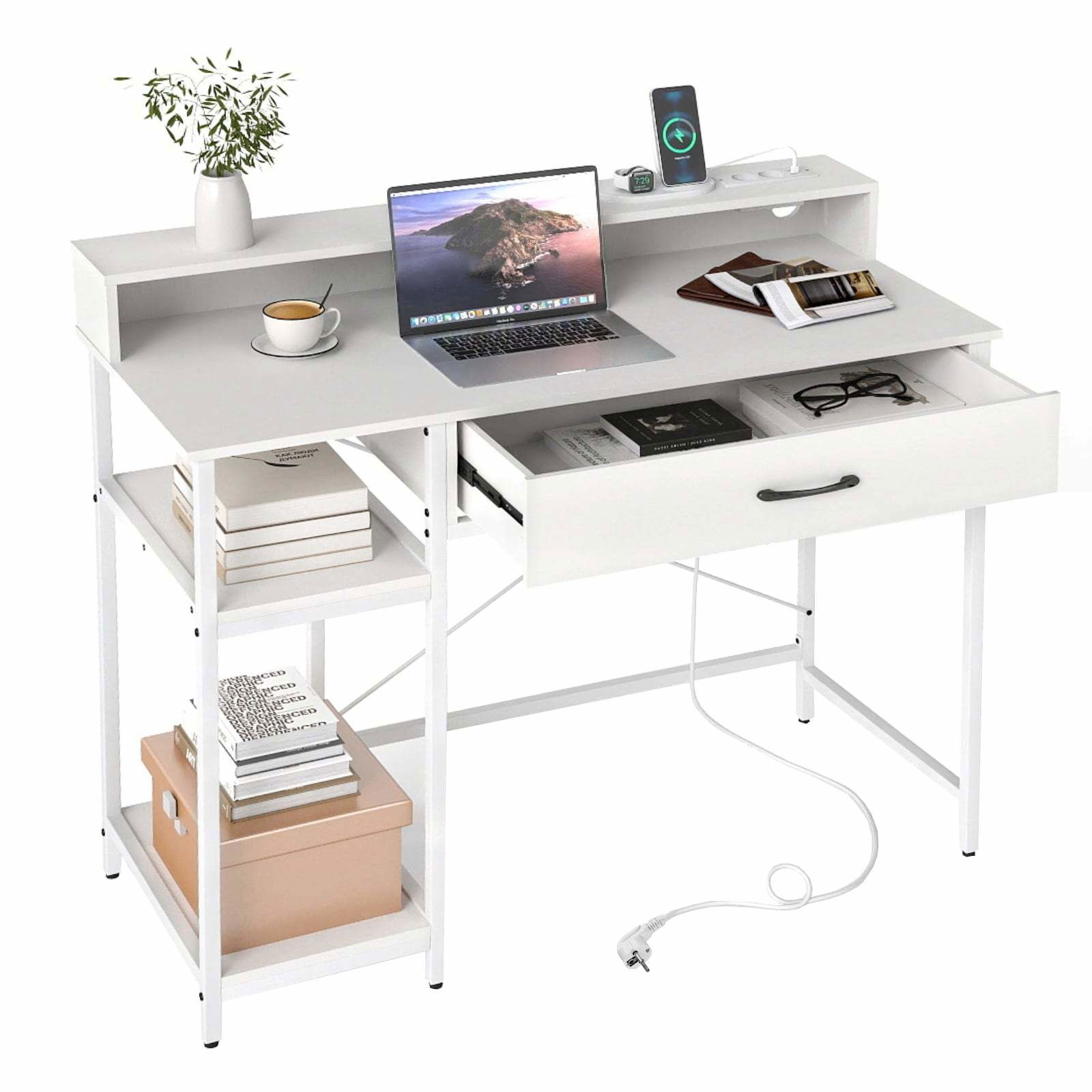 Computerbord med indbygget ladestation og opbevaring