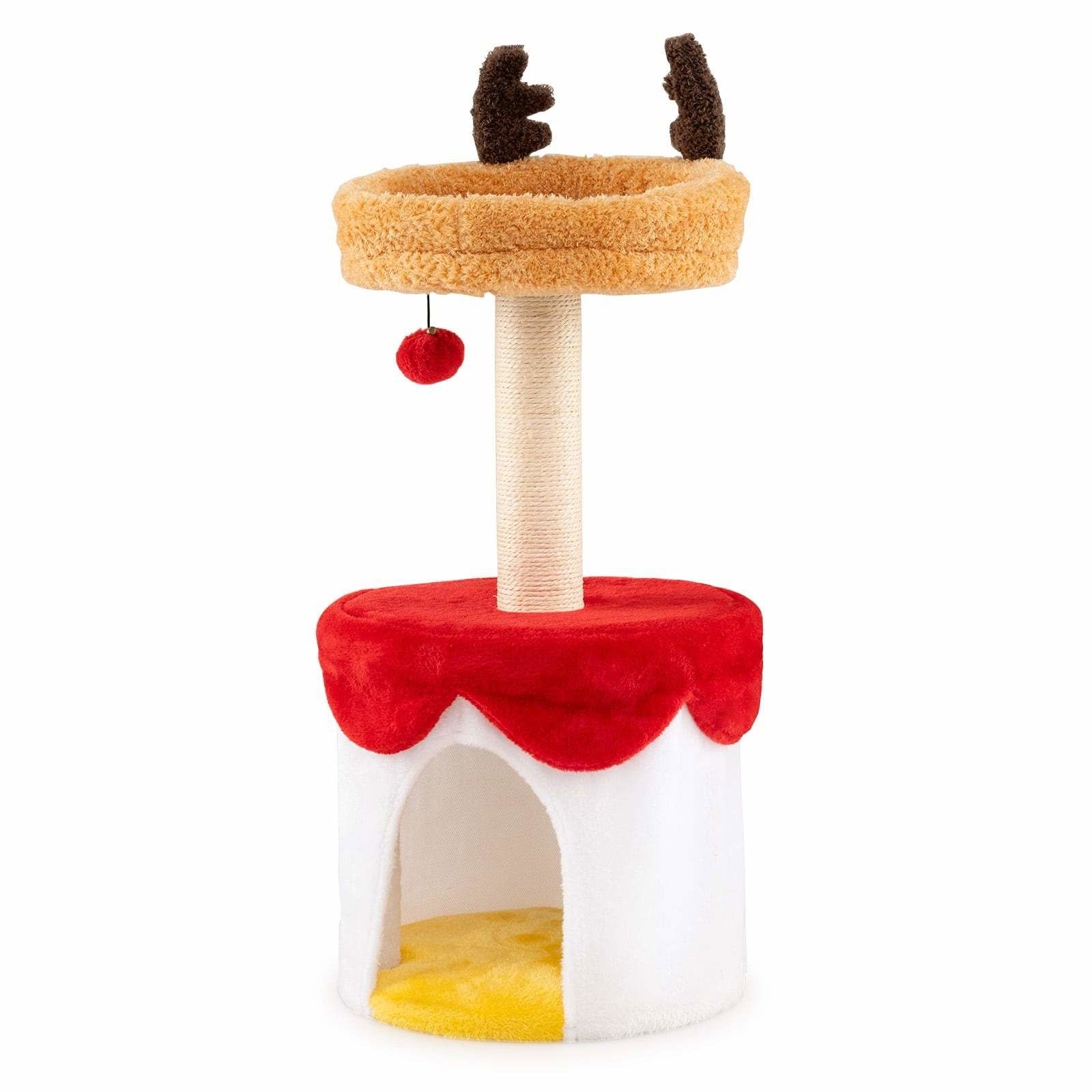 Festligt kradsetræ med sisalstolpe og hyggeligt gemmested