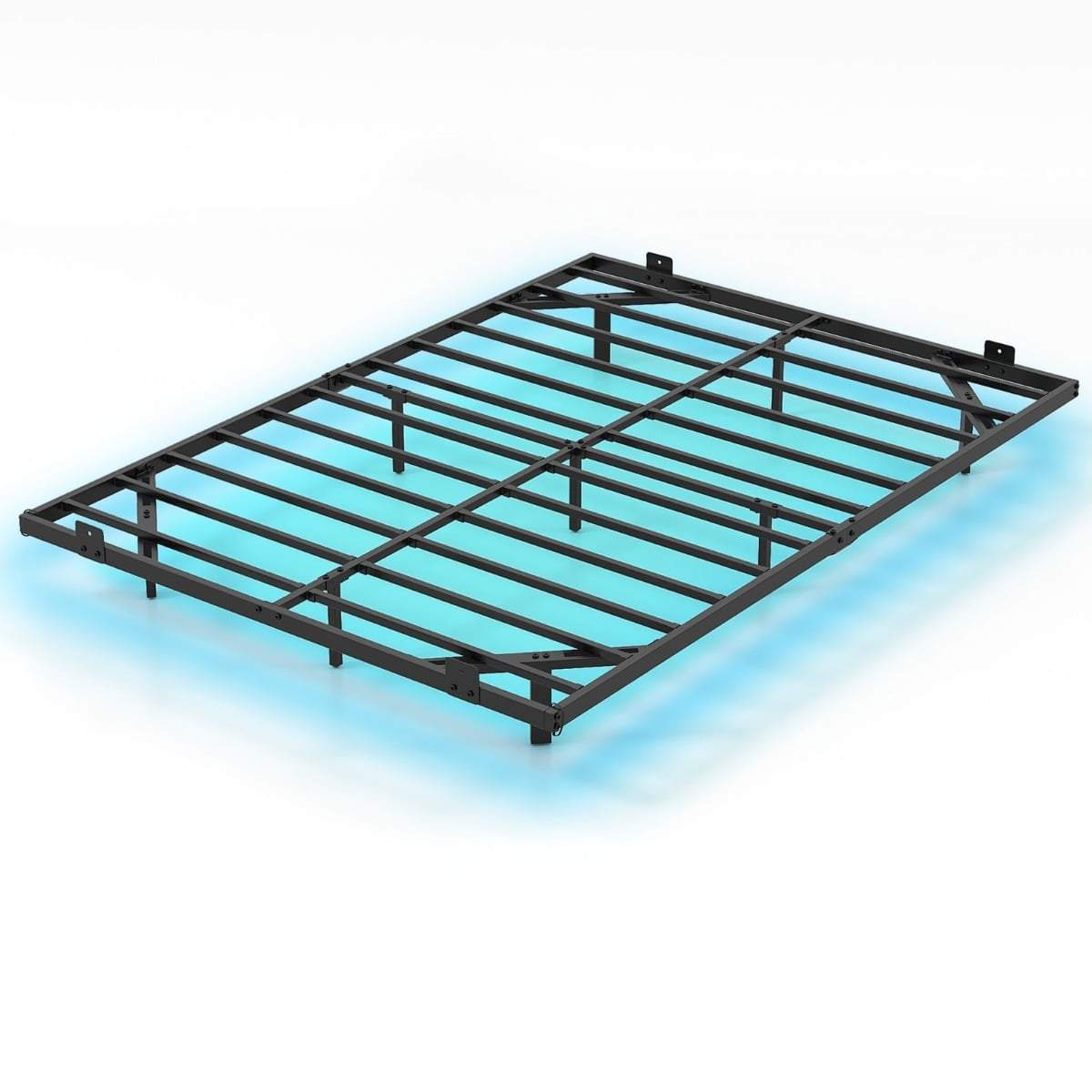 Svævende metalsengestel med LED-lys, sort, 140x200 cm