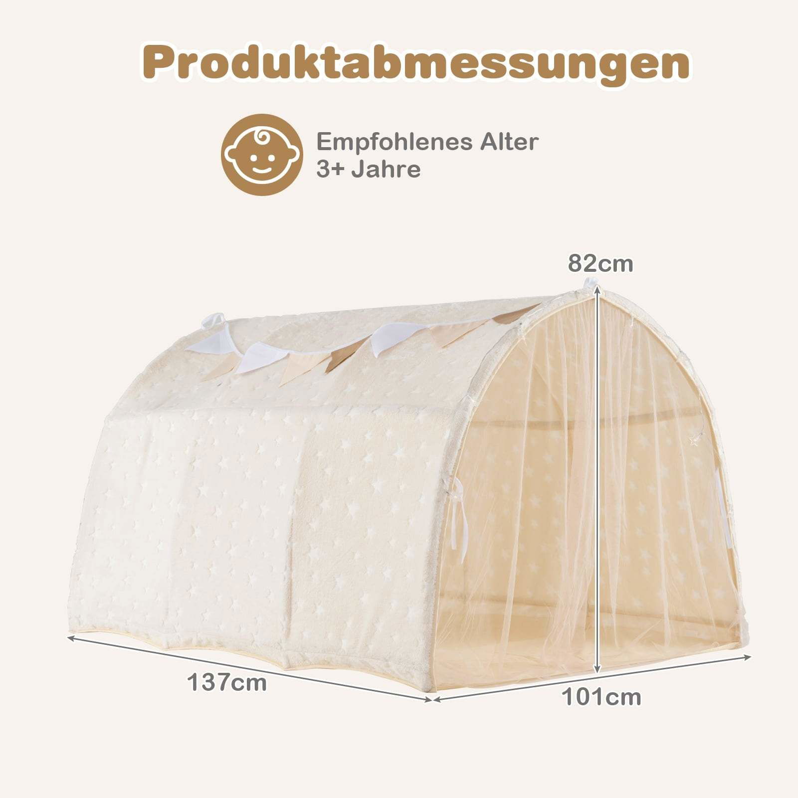 Børnetelt med lysende stjerner og lysfe – Twin-størrelse