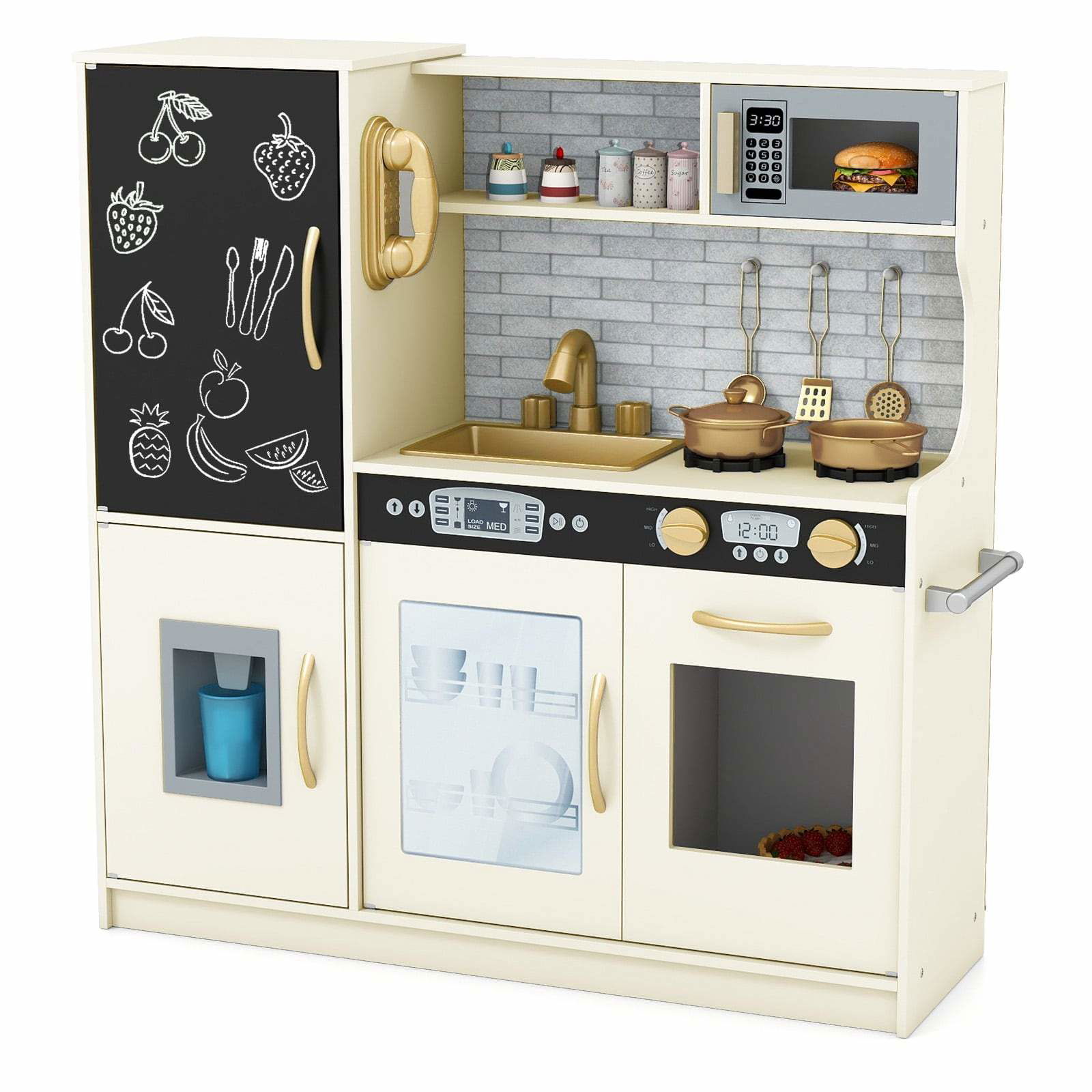Legekøkkensæt til børn – cremehvid, 82 x 24 x 80 cm