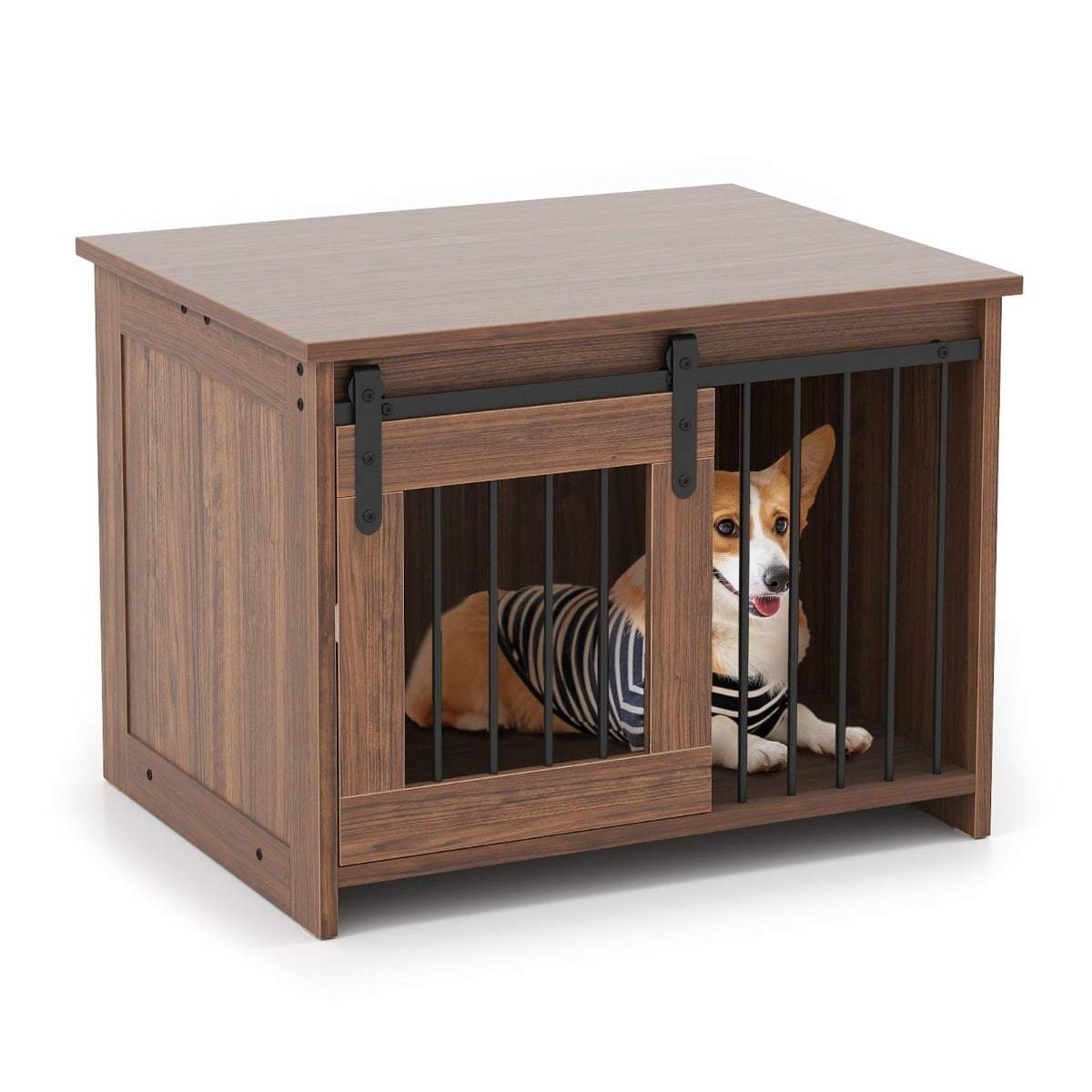 Hundeburmøbler med skydedør – Metal og træ, 80x60x60 cm