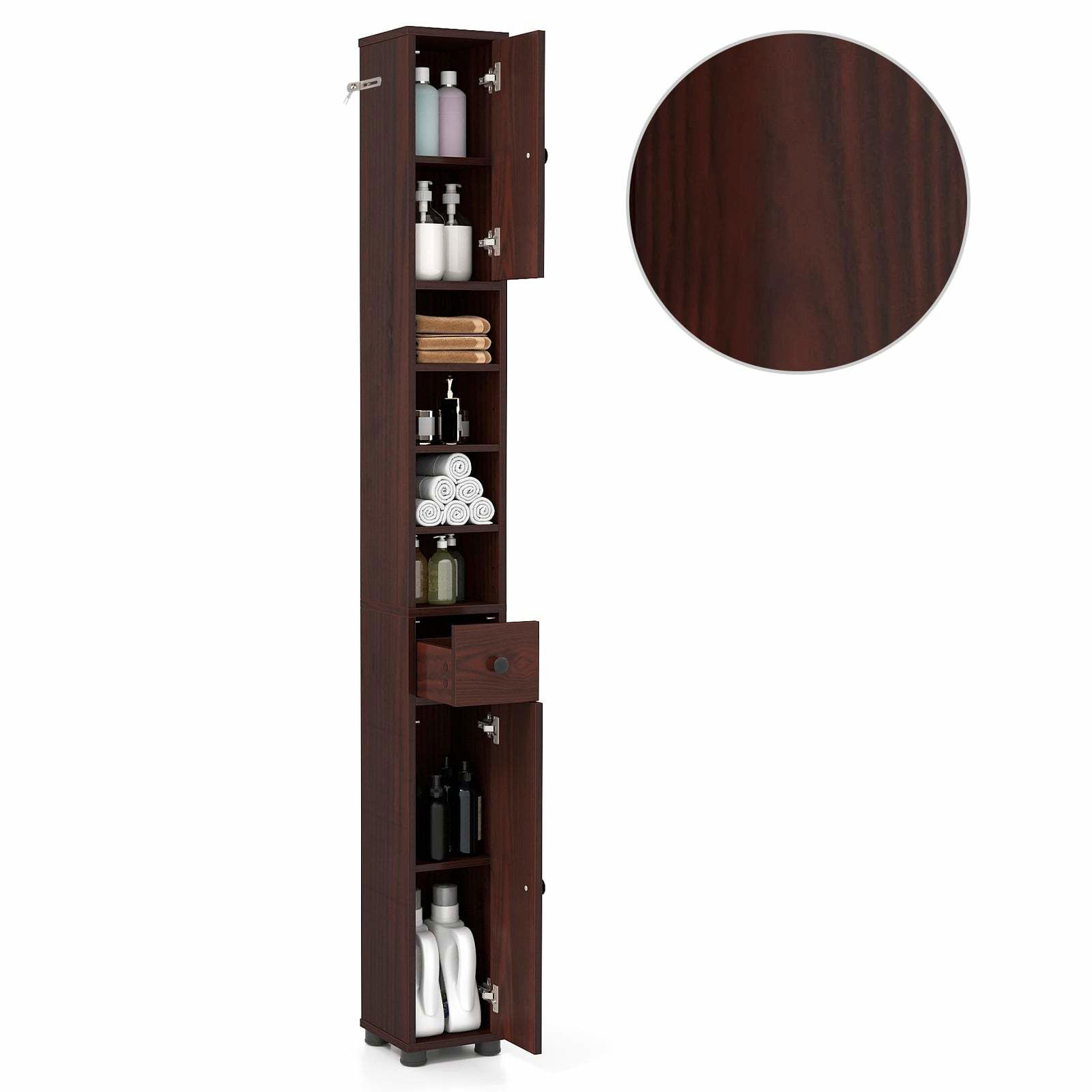 Smalt badrumsskåp – justerbara hyllor, platsbesparande design | Hem & Hobby | Pryloteket