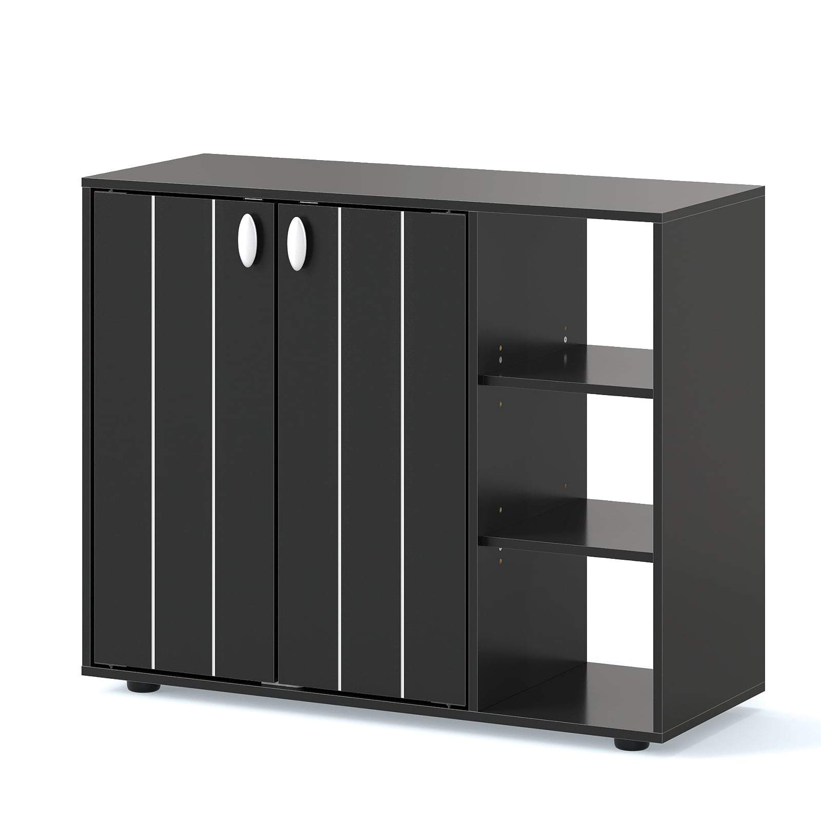 Svart skoskåp – 2 dörrar och justerbara hyllor | Hem & Hobby | Pryloteket