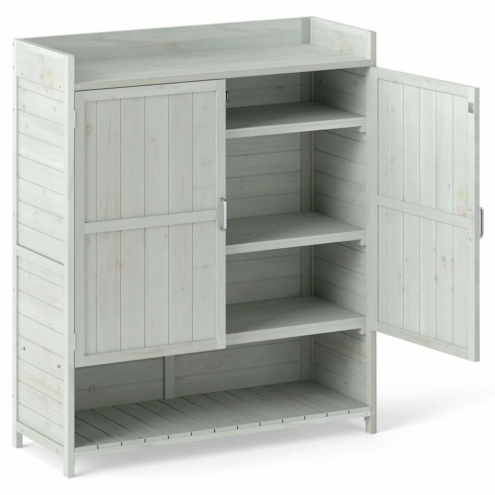 Haveskab – Gråt fyrretræ, justerbare hylder