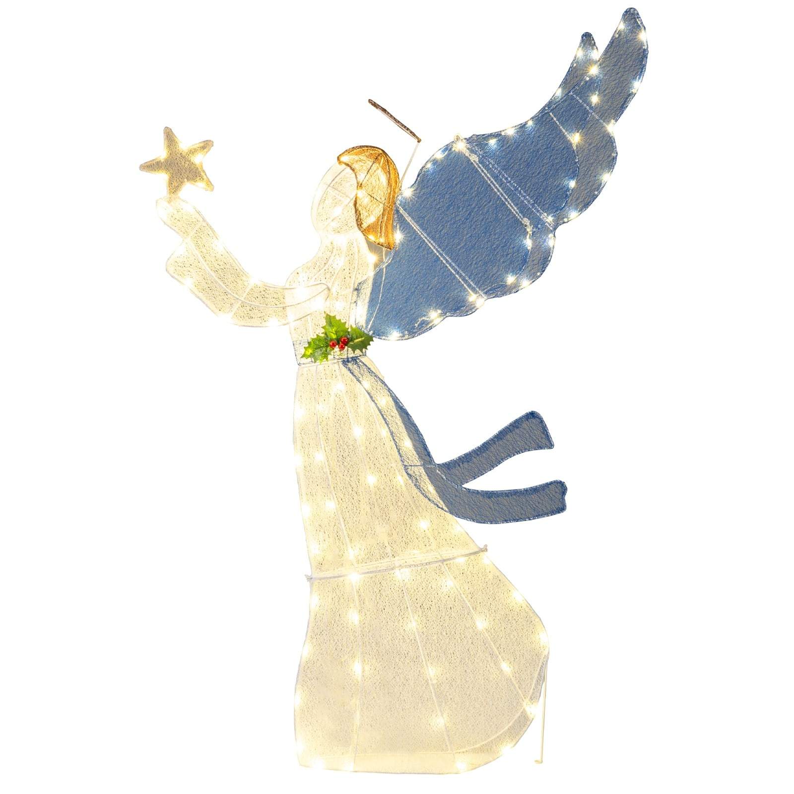 3D-engeljuledekoration med LED-lys – 152 cm