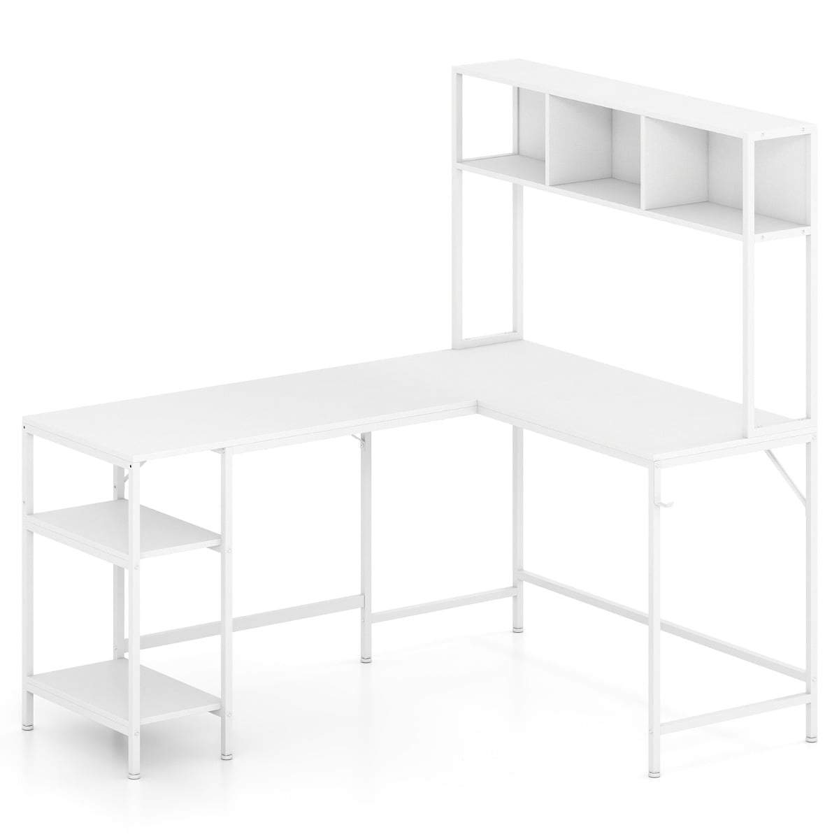 L-format skrivbord med bokhylla – Vitt hörnspelbord | Hem & Hobby | Pryloteket