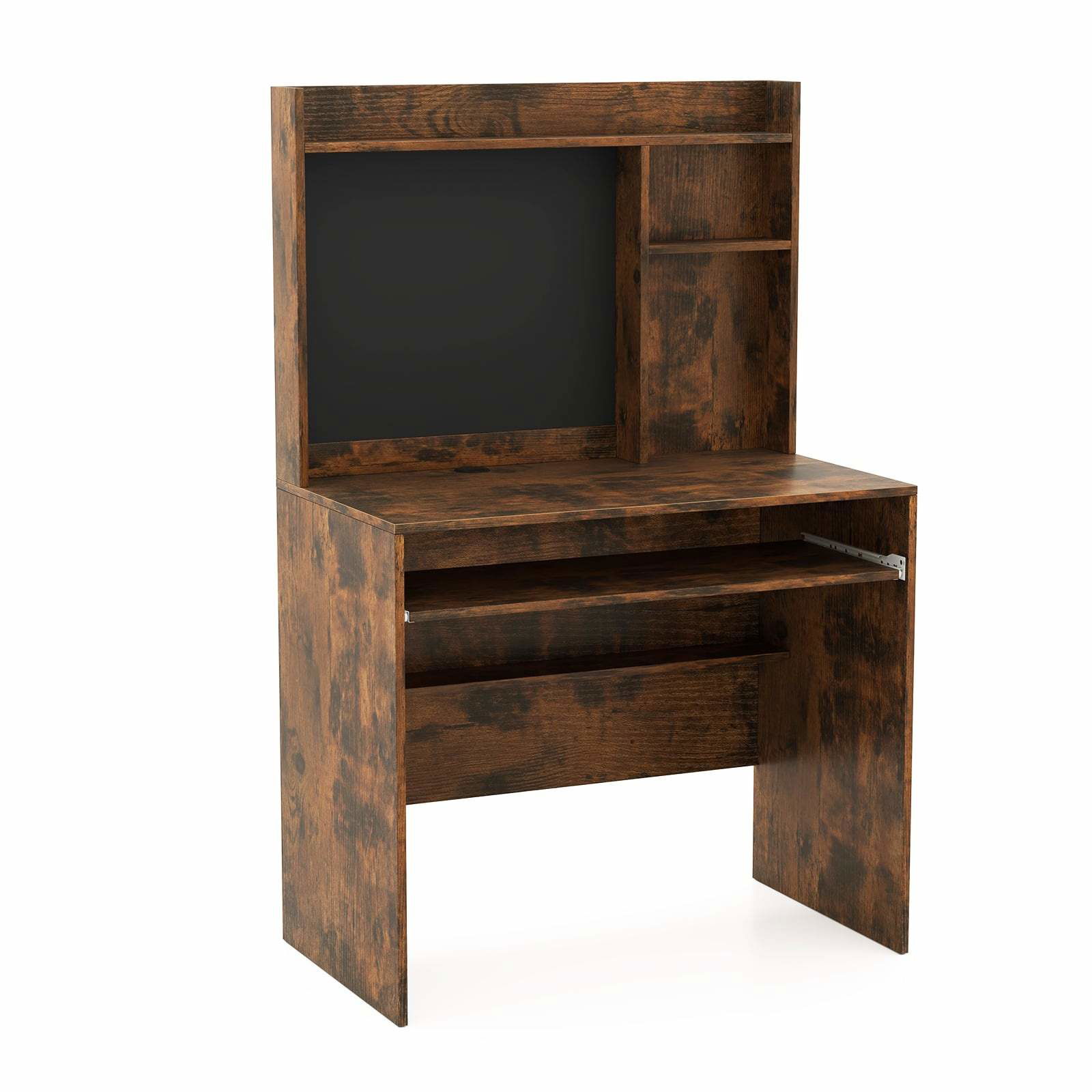 Computerbord med magnetisk tavle – brun, ergonomisk tastaturbakke