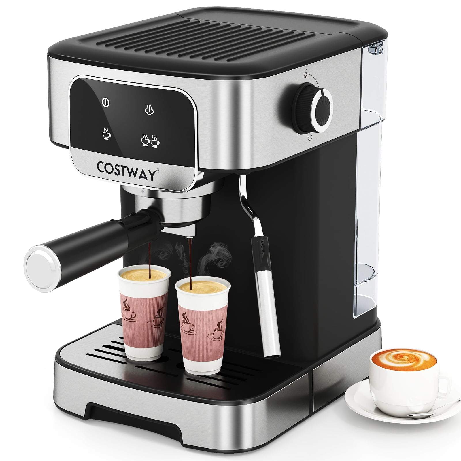 Espressomaskin 20 bar, 1200W med mjölkskummare | Hem & Hobby | Pryloteket