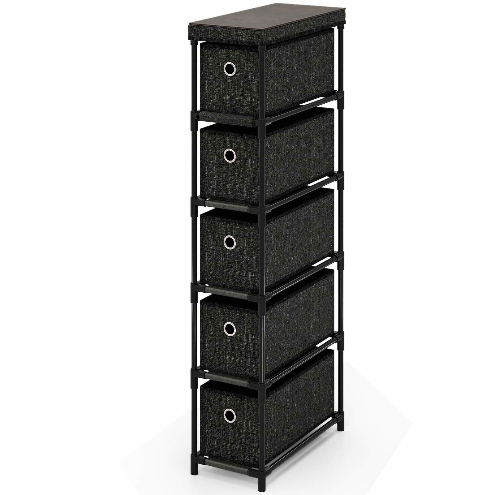 Smal sort opbevaringstårn med 5 skuffer – metalramme