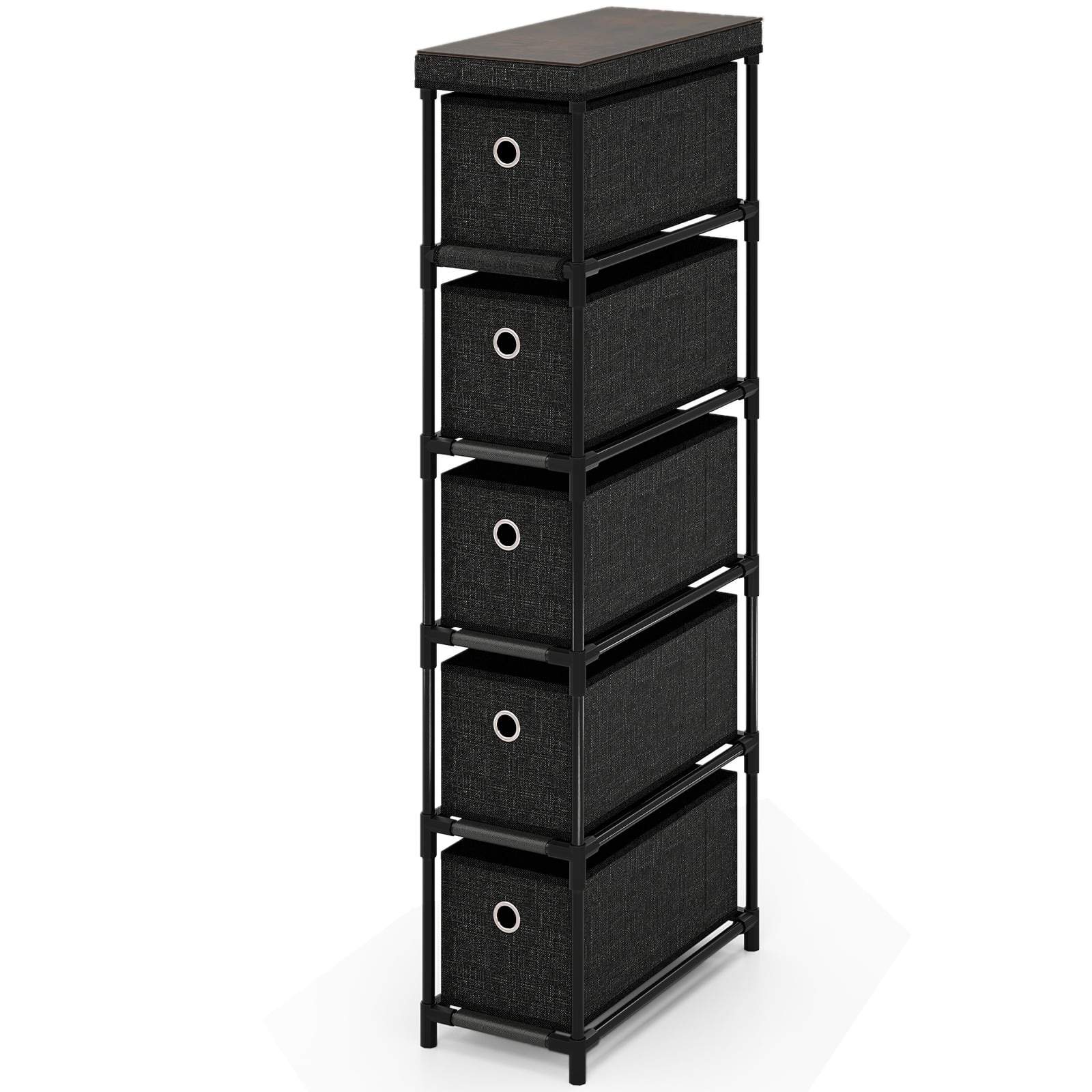 Smalt svart förvaringstorn med 5 lådor – metallram | Hem & Hobby | Pryloteket
