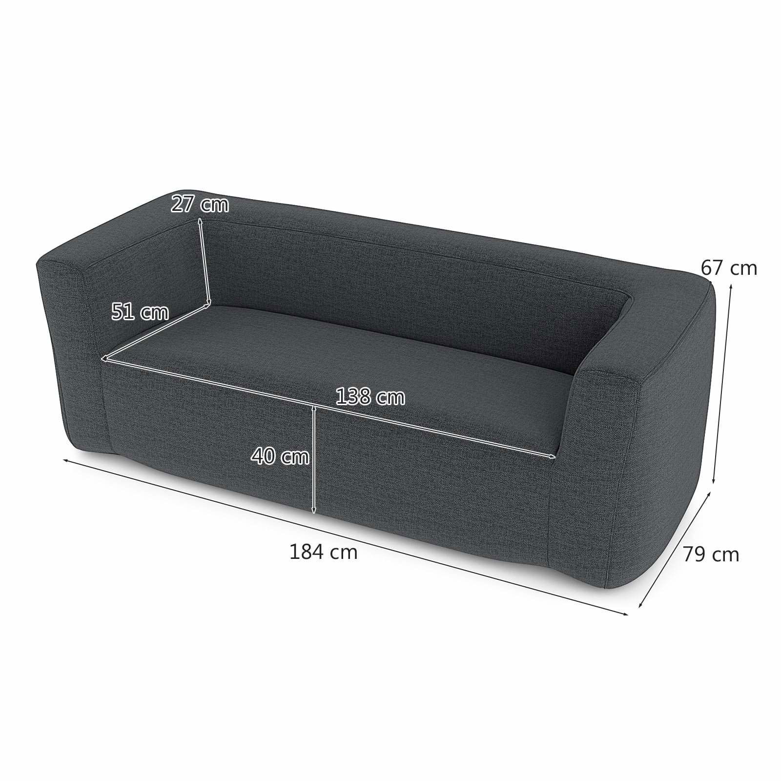 Uppblåsbar dubbelsoffa – avtagbart överdrag, breda armstöd, grå | Hem & Hobby | Pryloteket