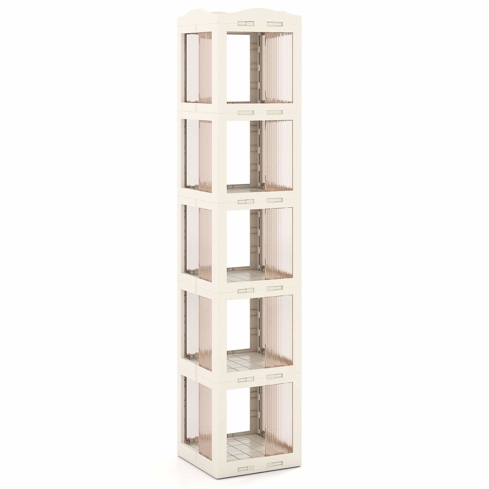 360 grader roterende bogreol – foldbar, transparent, pladsbesparende