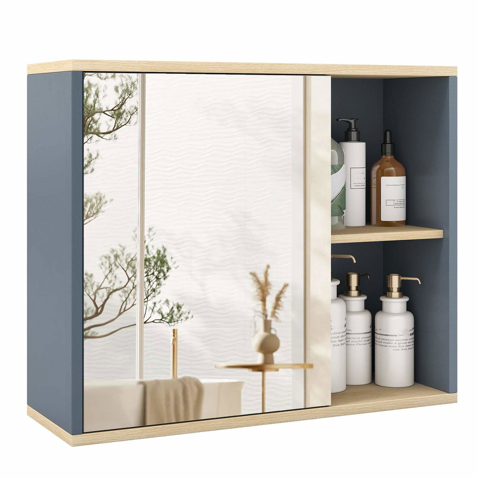 Badeværelsesskab med spejl – justerbare hylder og opbevaring