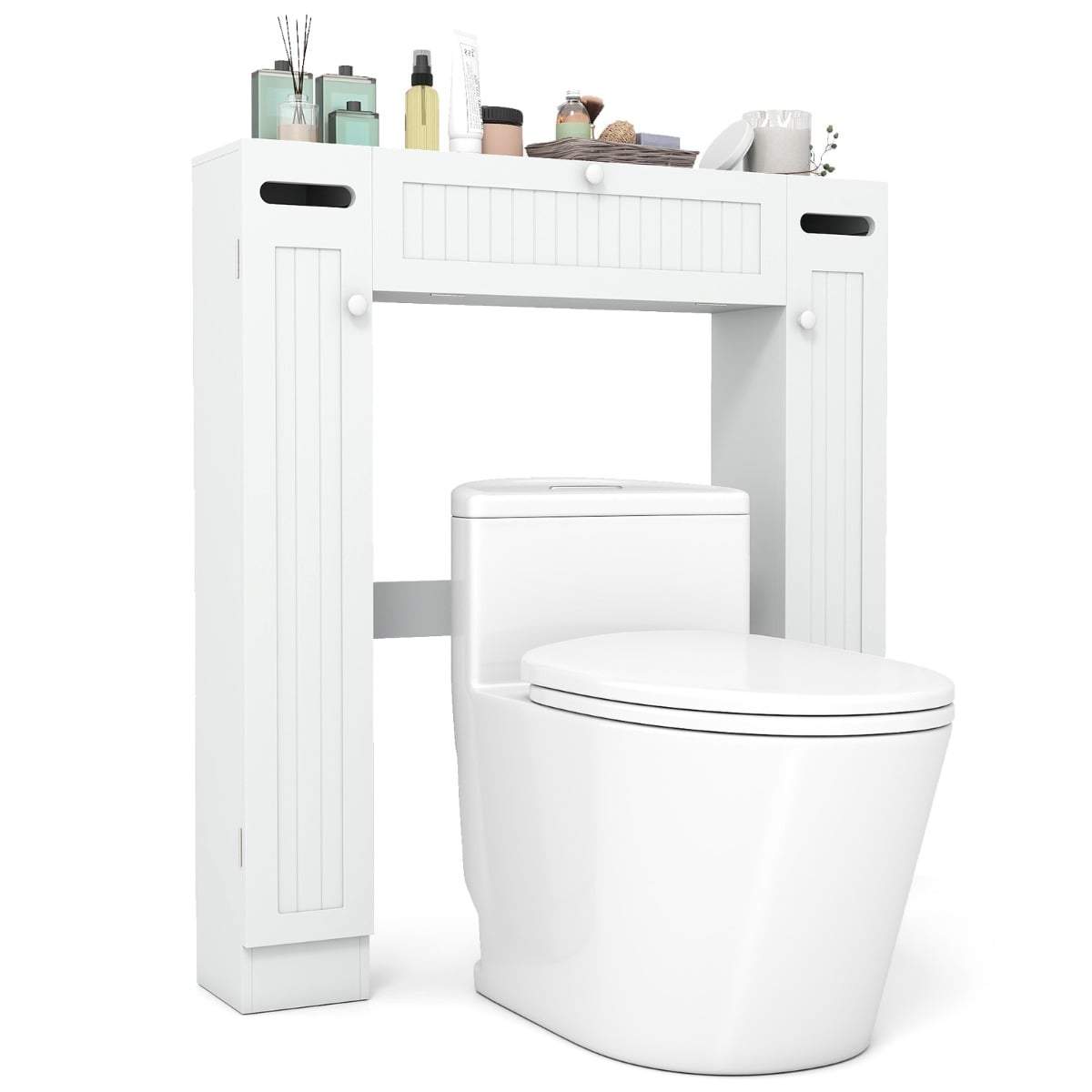 Opbevaringsskab over toilettet med justerbare hylder – hvid