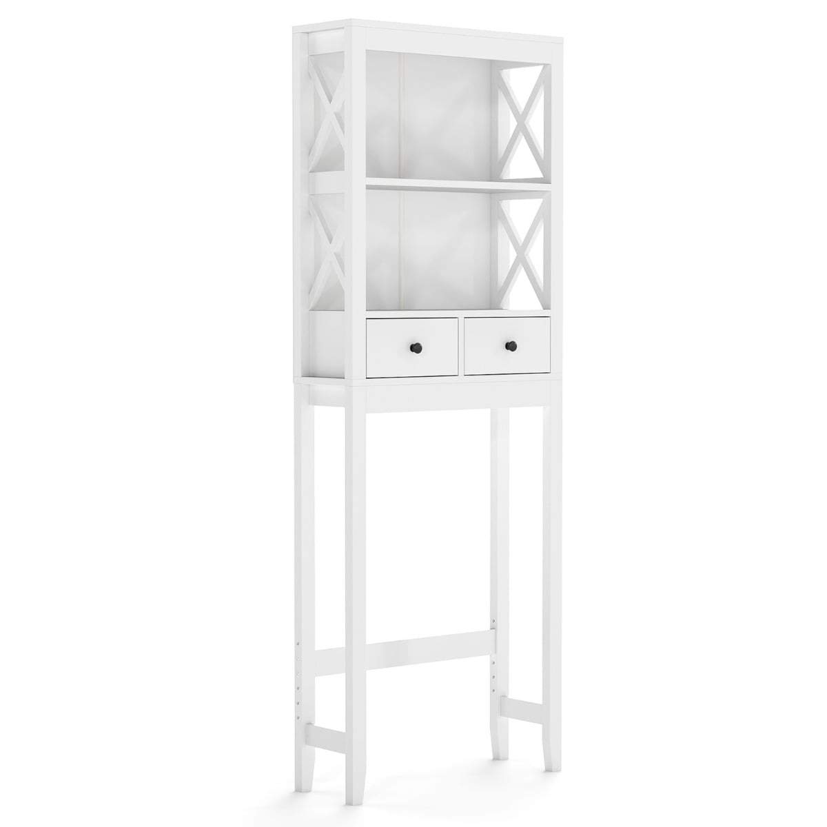 Opbevaringshylde over toilettet, 3-lags med skuffer, hvid