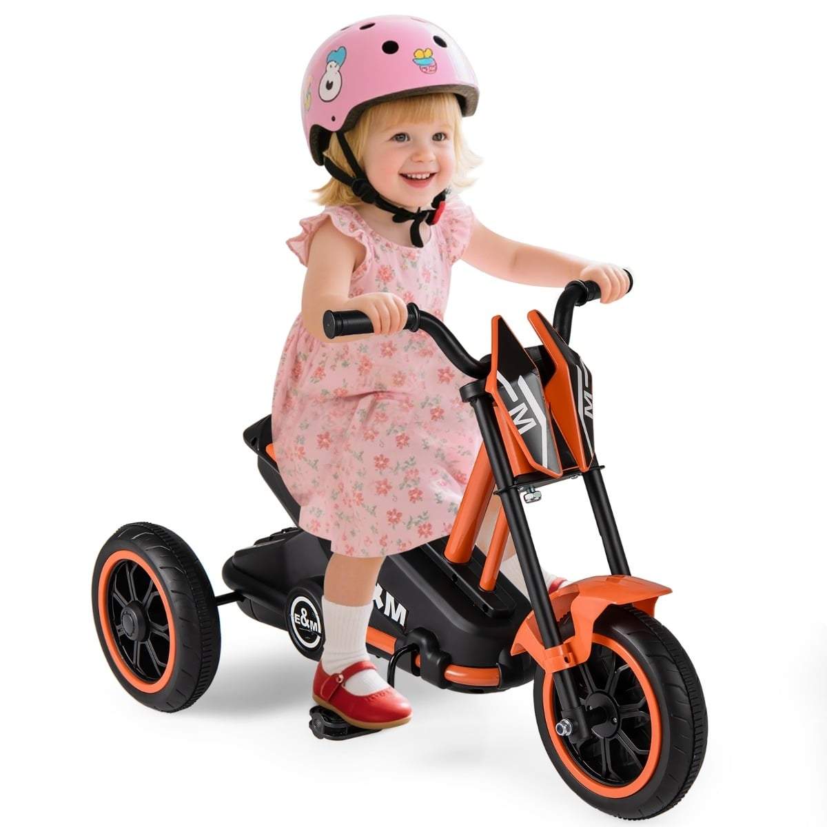 Børnetrecykel med robuste hjul og skridsikre pedaler