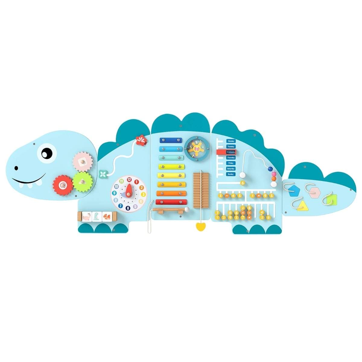 Dinosaur-aktivitetsvæg til småbørn – 11-i-1 Montessori-legetøj