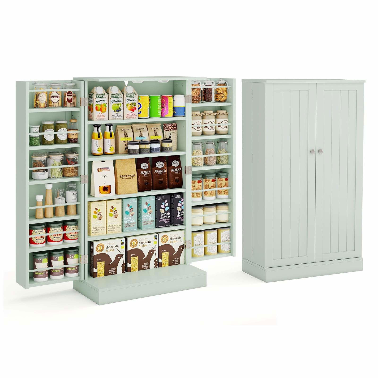 Grønt køkkenskab – justerbare hylder, 104 cm højt