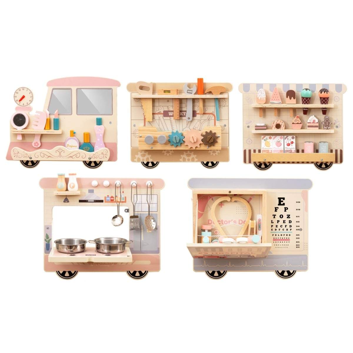 Väggmonterat aktivitetståg för barn – 5-i-1 Busy Board | Hem & Hobby | Pryloteket