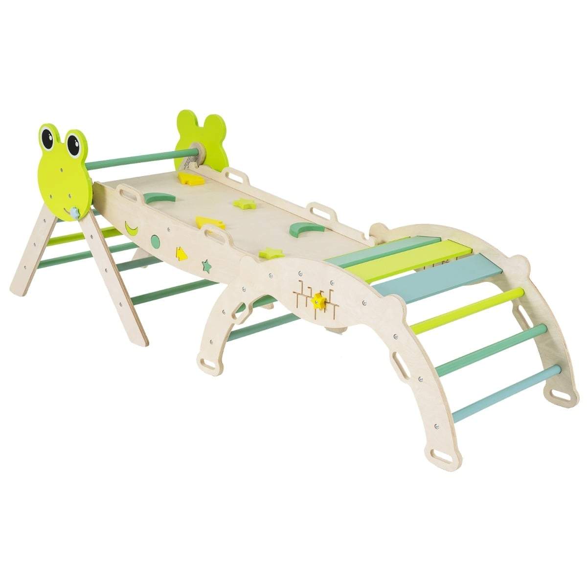 Børneklatresæt med rutsjebane og bue – 7-i-1 legegym