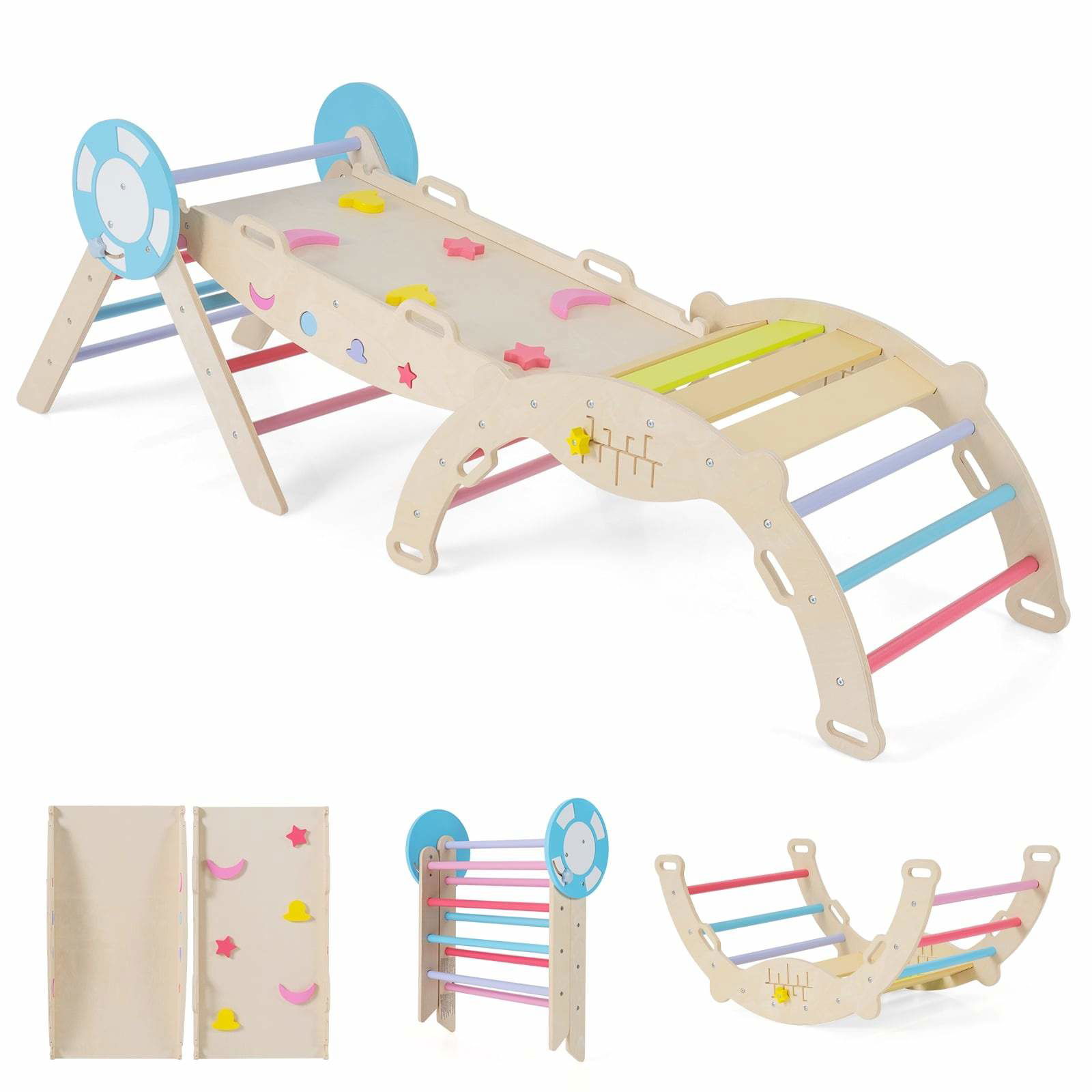 Klatresæt til småbørn med rutsjebane og bue – 7-i-1 legeplads