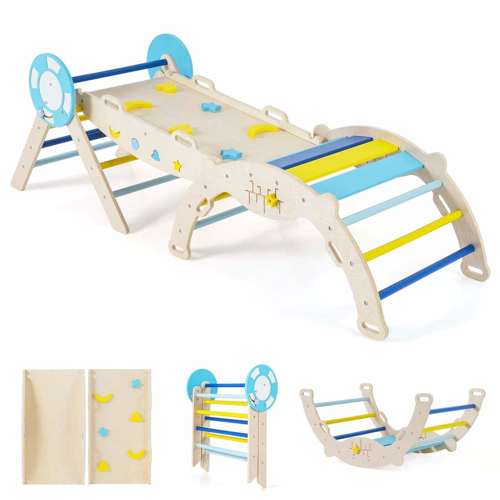 Klatresæt til småbørn med rutsjebane og bue – 7-i-1 legeplads