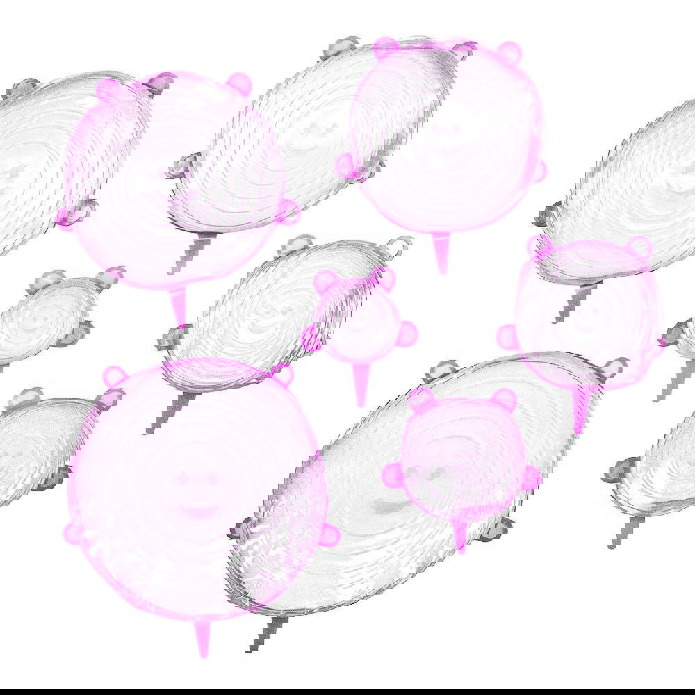 6x Lyserød silikonelåg